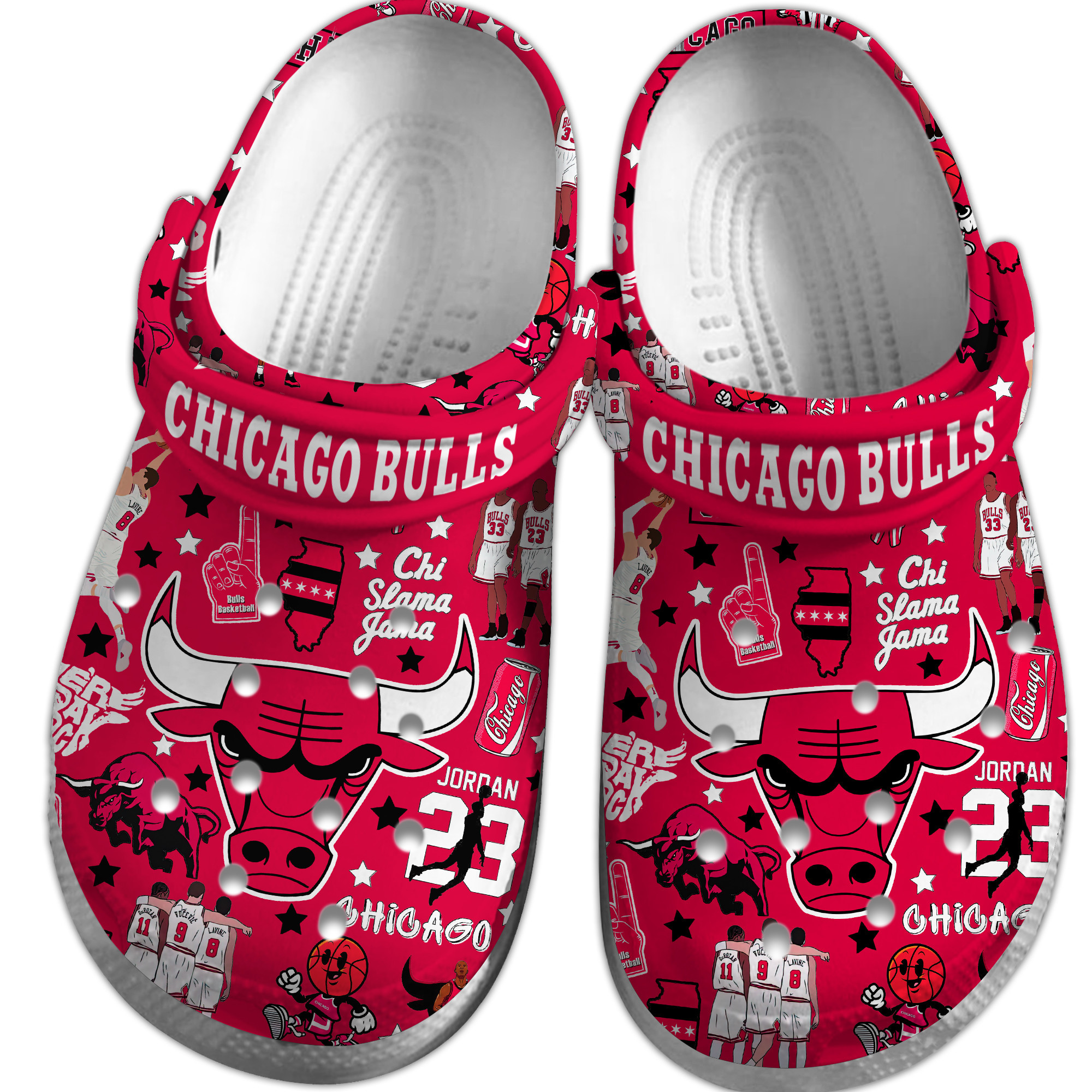 Merchidea Chicago Bulls NBA Sport Crocs Crocband Clogs Shoes Comfortable For Men Women and Kids