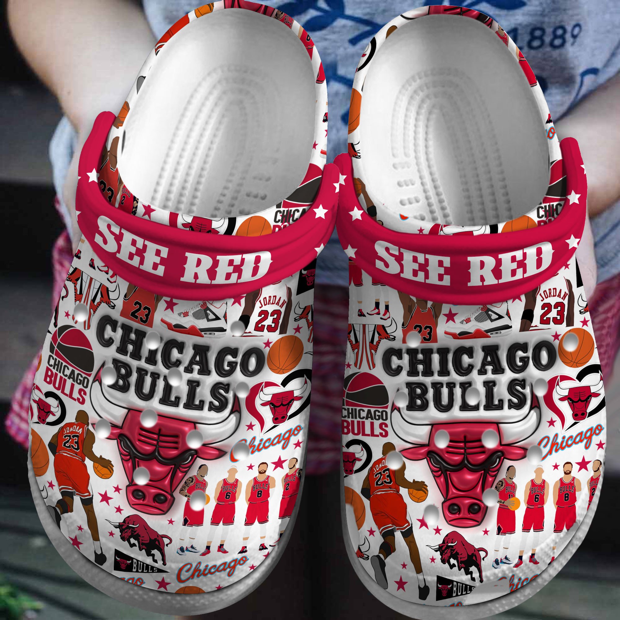 Merchidea Chicago Bulls NBA Sport Crocs Crocband Clogs Shoes Comfortable For Men Women and Kids