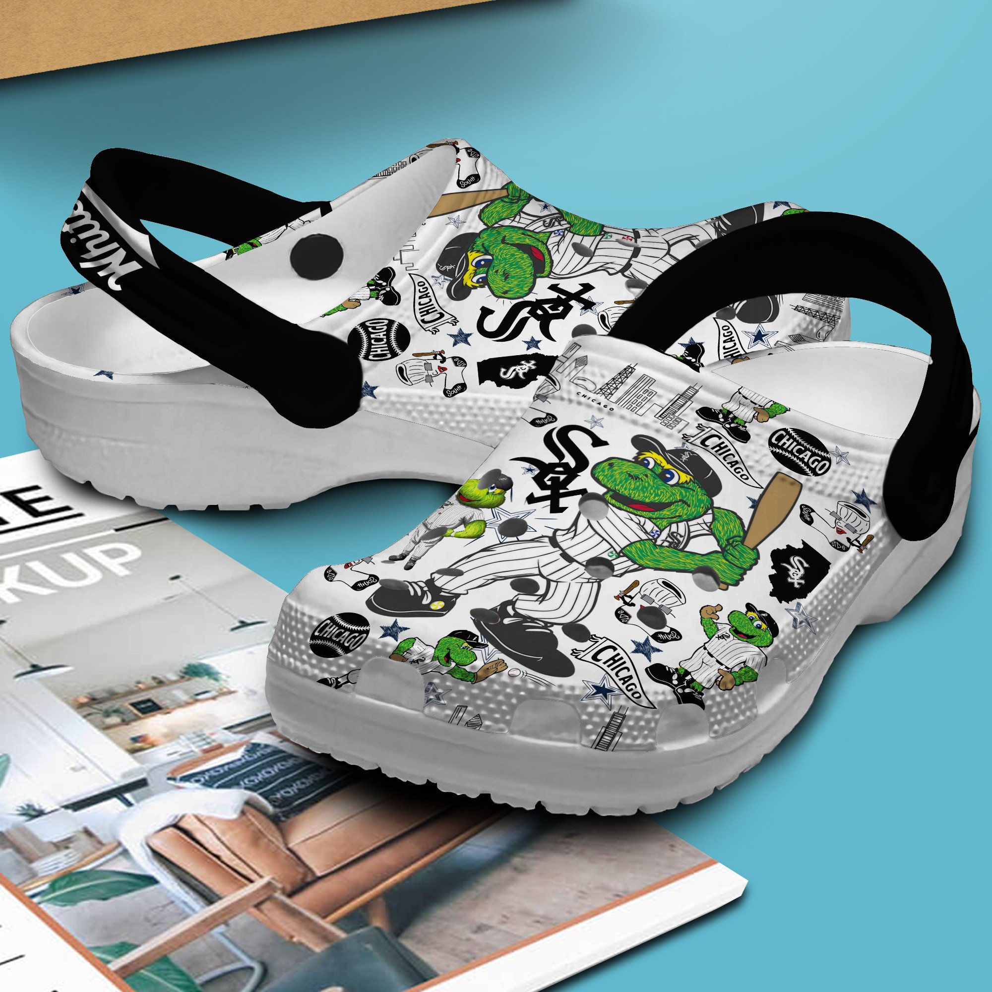 Merchidea Chicago White Sox MLB Sport Crocs Crocband Clogs Shoes Comfortable For Men Women and Kids