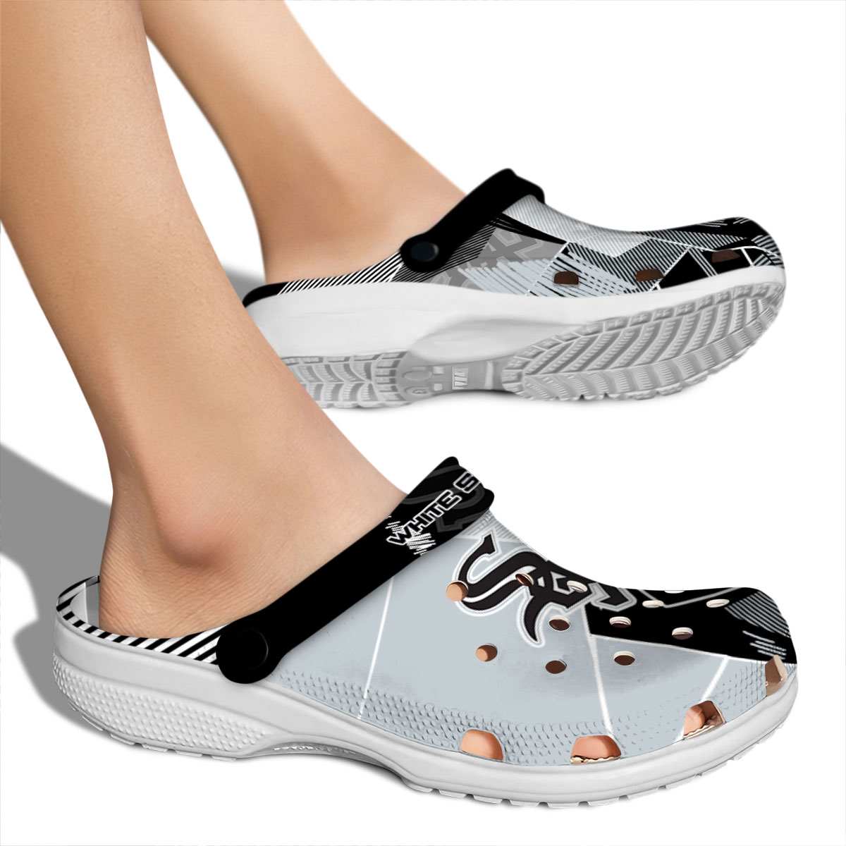 Merchidea Chicago White Sox MLB Sport Crocs Crocband Clogs Shoes Comfortable For Men Women and Kids