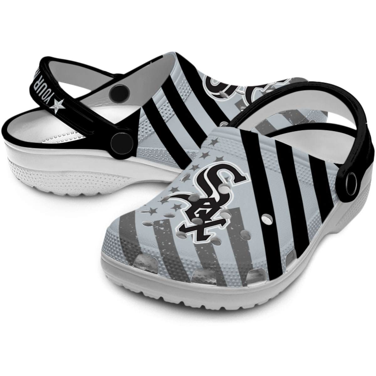Merchidea Chicago White Sox MLB Sport Crocs Crocband Clogs Shoes Comfortable For Men Women and Kids