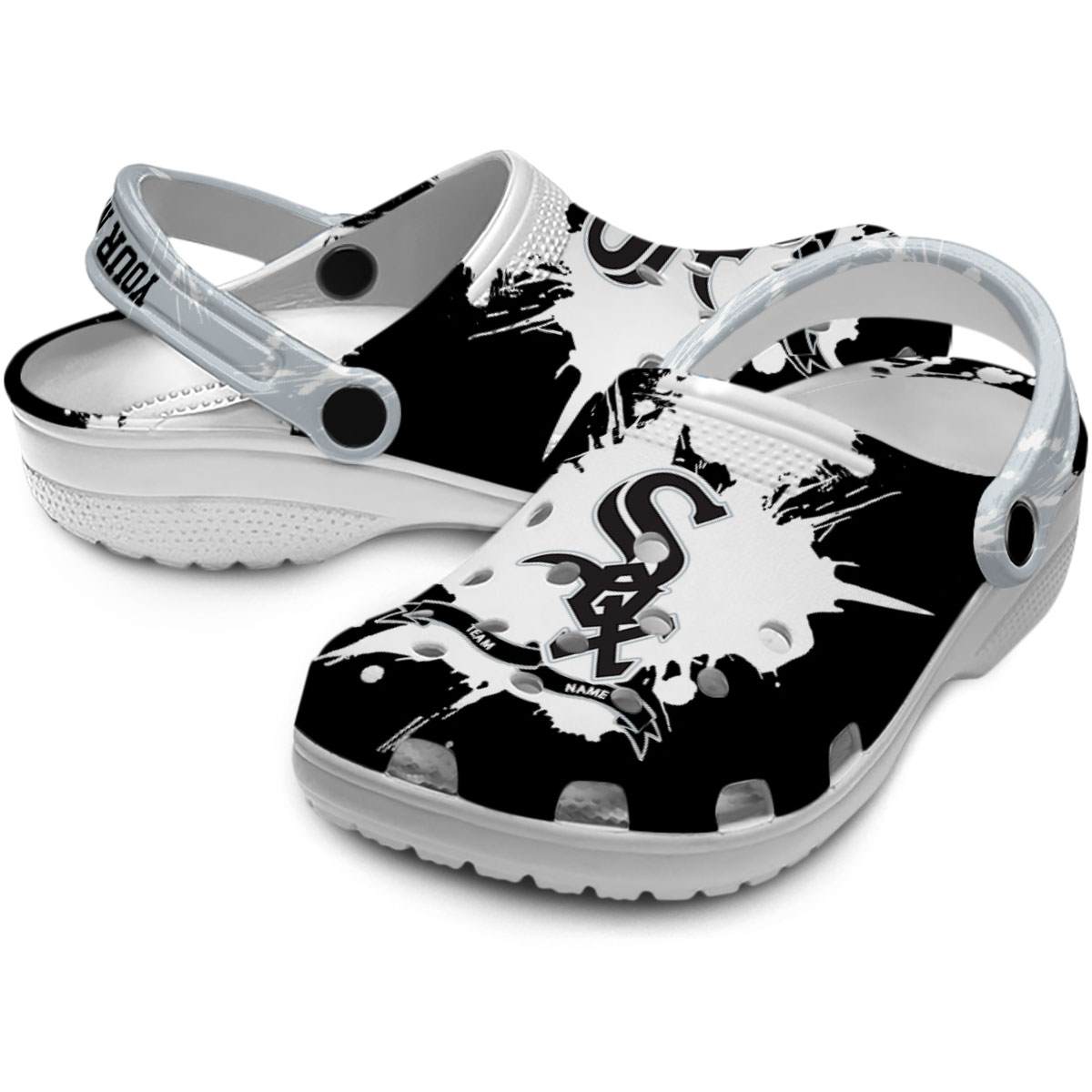 Merchidea Chicago White Sox MLB Sport Crocs Crocband Clogs Shoes Comfortable For Men Women and Kids