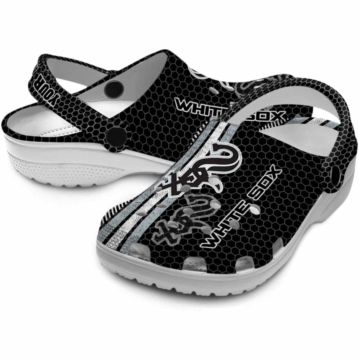 Merchidea Chicago White Sox MLB Sport Crocs Crocband Clogs Shoes Comfortable For Men Women and Kids