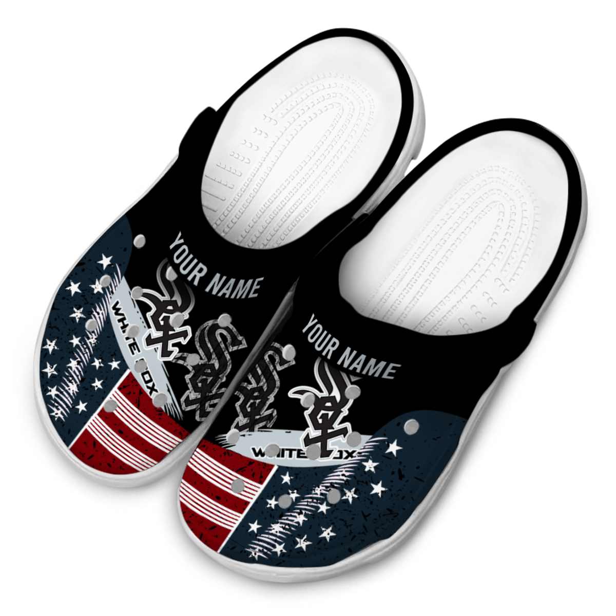 Merchidea Chicago White Sox MLB Sport Crocs Crocband Clogs Shoes Comfortable For Men Women and Kids