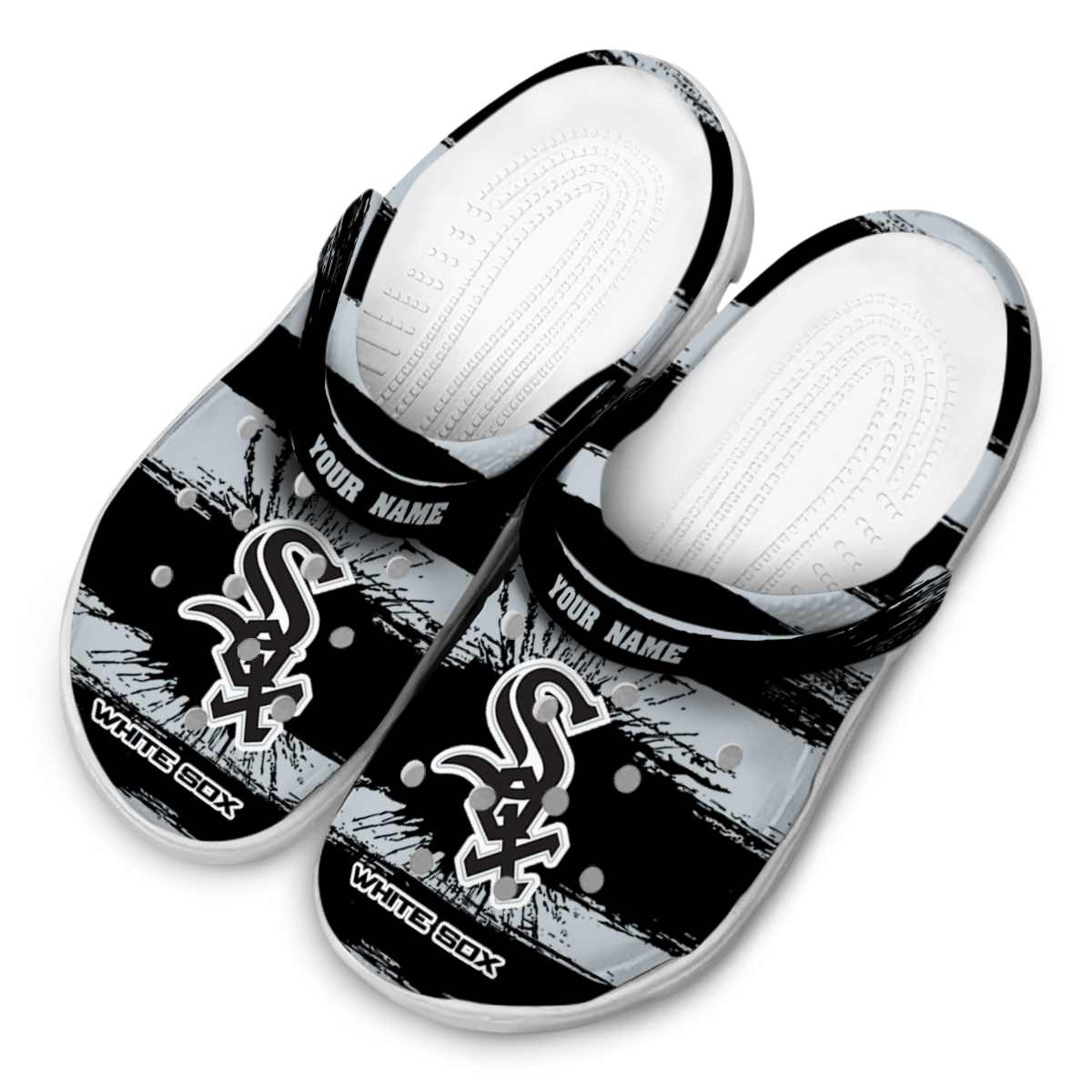 Merchidea Chicago White Sox MLB Sport Crocs Crocband Clogs Shoes Comfortable For Men Women and Kids