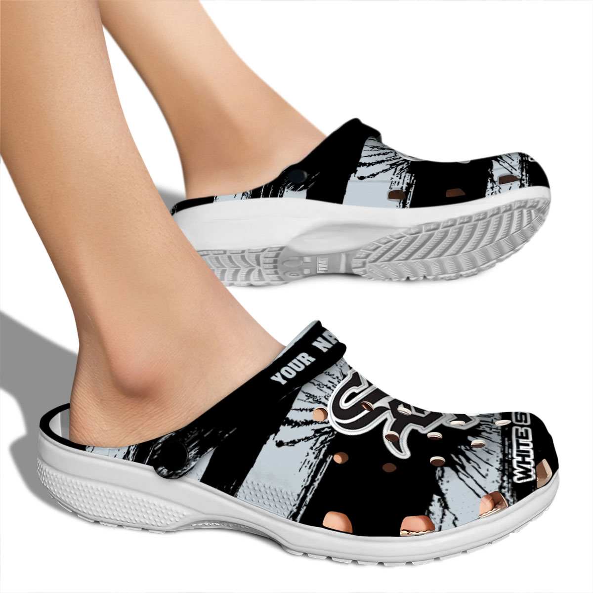 Merchidea Chicago White Sox MLB Sport Crocs Crocband Clogs Shoes Comfortable For Men Women and Kids