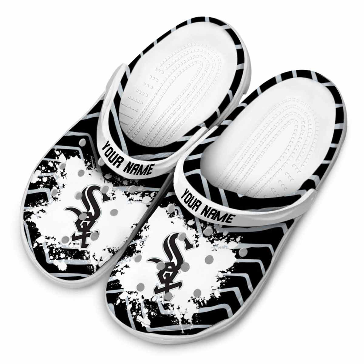 Merchidea Chicago White Sox MLB Sport Crocs Crocband Clogs Shoes Comfortable For Men Women and Kids