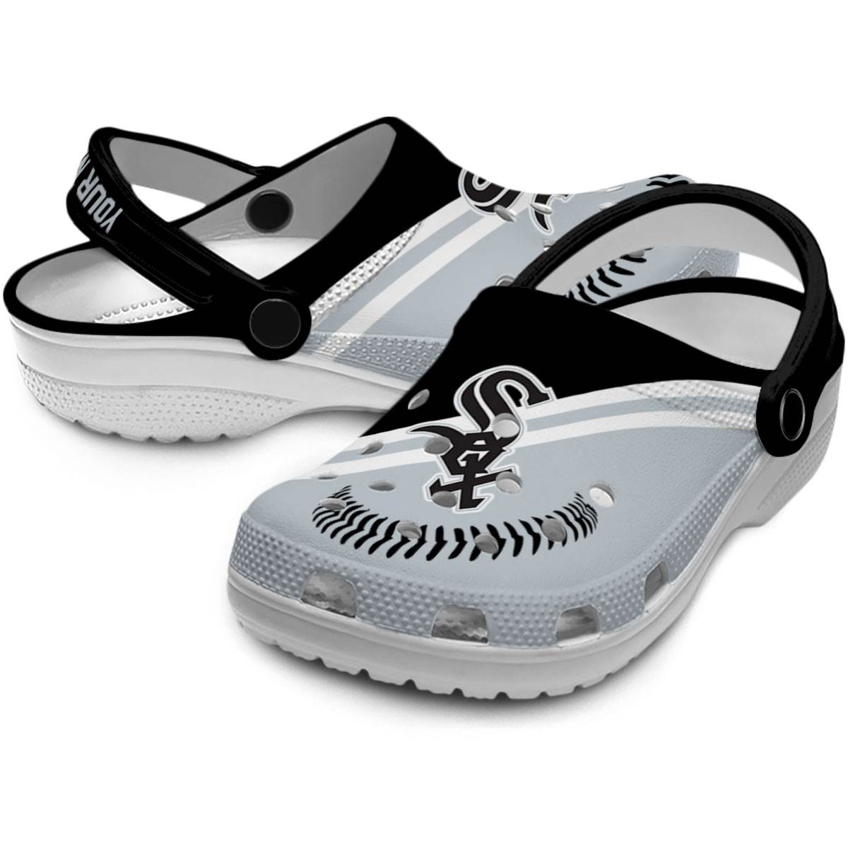 Merchidea Chicago White Sox MLB Sport Crocs Crocband Clogs Shoes Comfortable For Men Women and Kids