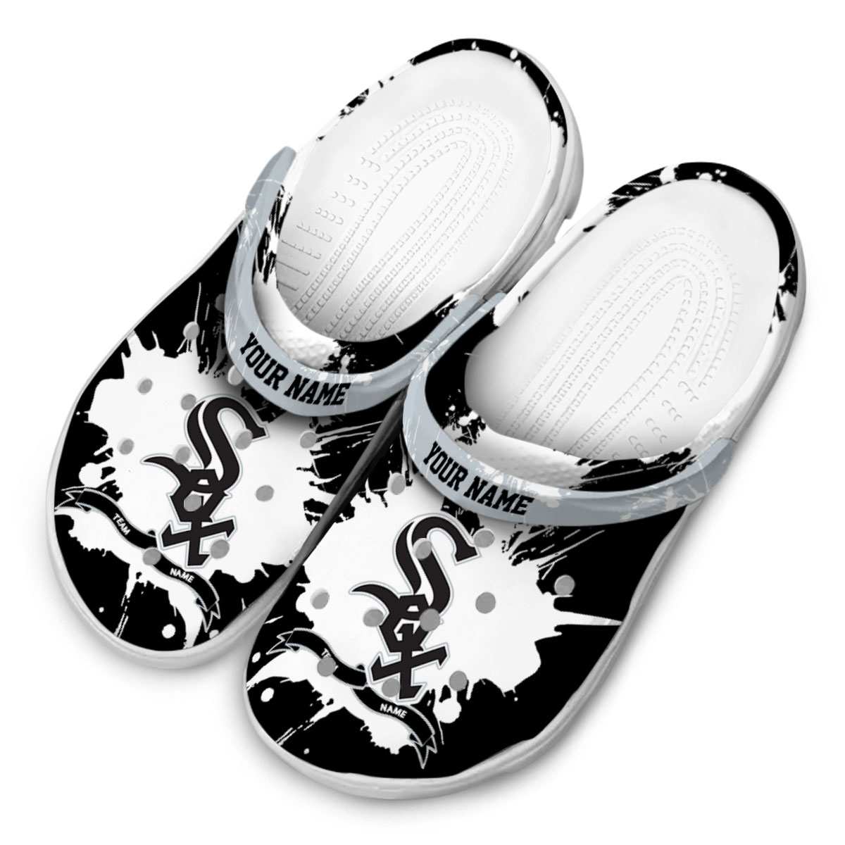 Merchidea Chicago White Sox MLB Sport Crocs Crocband Clogs Shoes Comfortable For Men Women and Kids