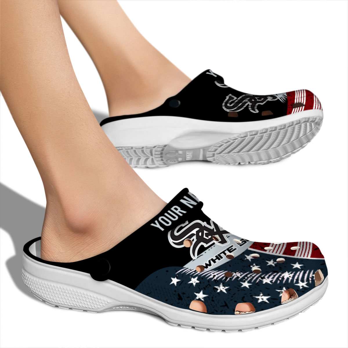 Merchidea Chicago White Sox MLB Sport Crocs Crocband Clogs Shoes Comfortable For Men Women and Kids