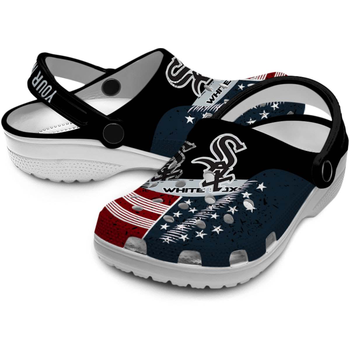 Merchidea Chicago White Sox MLB Sport Crocs Crocband Clogs Shoes Comfortable For Men Women and Kids