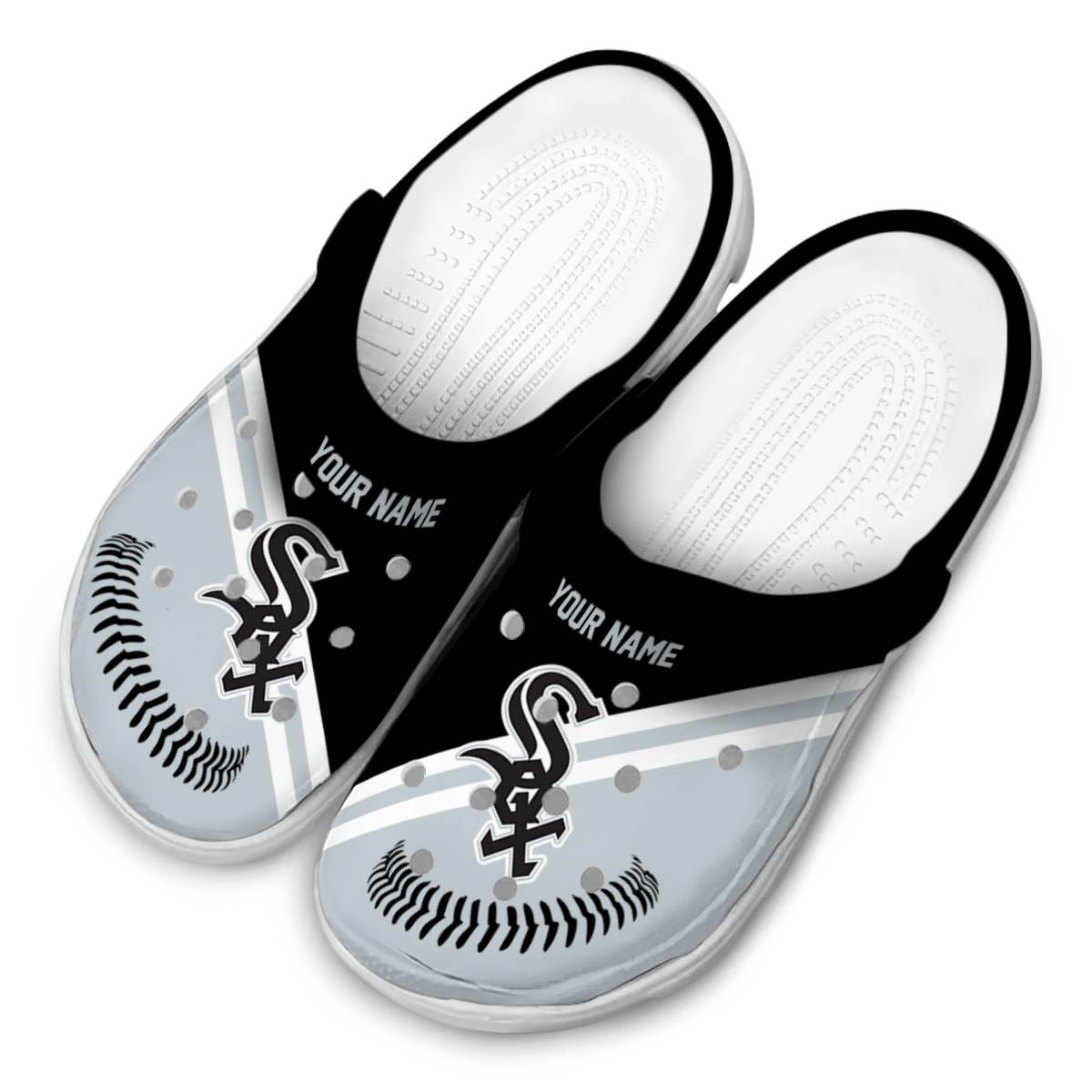 Merchidea Chicago White Sox MLB Sport Crocs Crocband Clogs Shoes Comfortable For Men Women and Kids