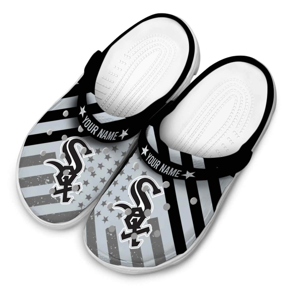 Merchidea Chicago White Sox MLB Sport Crocs Crocband Clogs Shoes Comfortable For Men Women and Kids