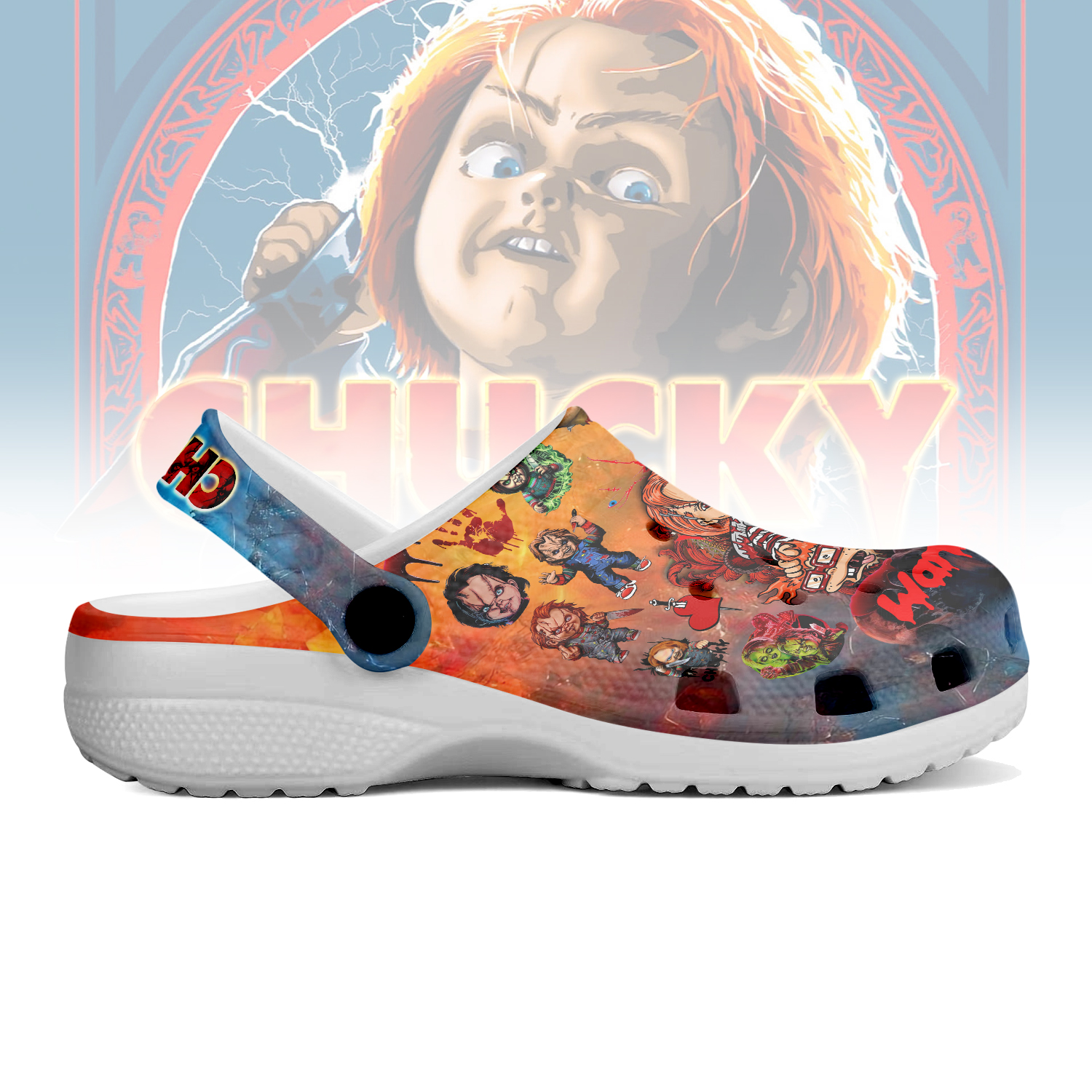 Merchidea Chucky x Halloween Crocs Crocband Clogs Shoes Comfortable For Men Women and Kids