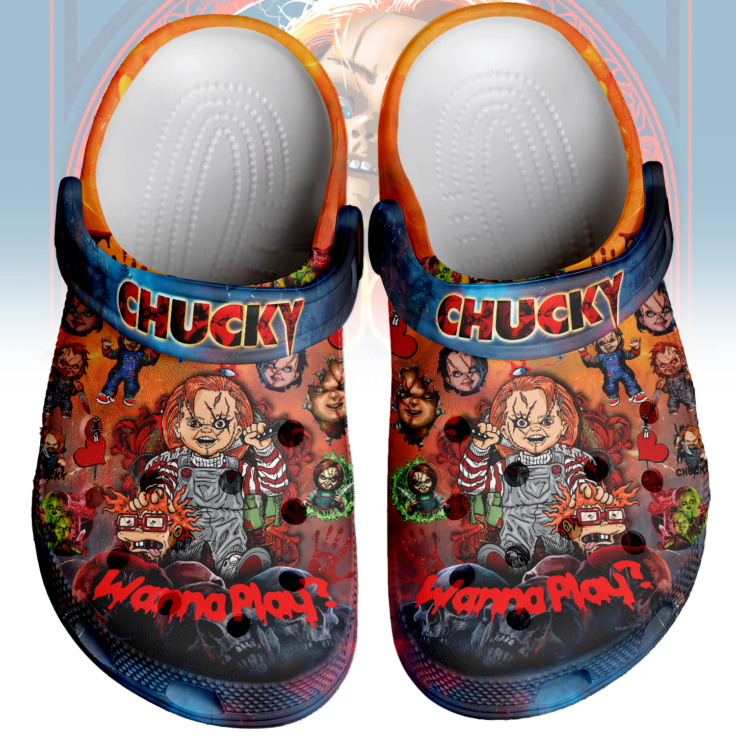 Merchidea Chucky x Halloween Crocs Crocband Clogs Shoes Comfortable For Men Women and Kids