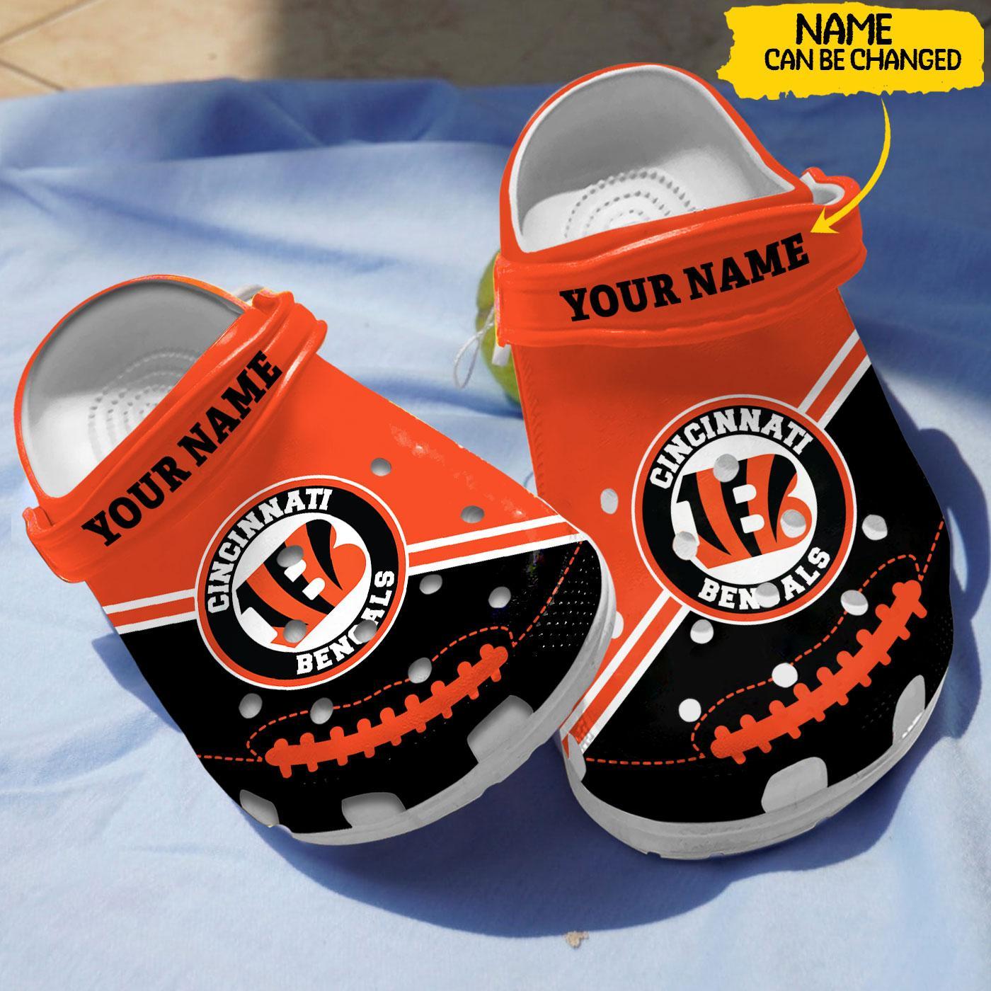 Merchidea Cincinnati Bengals NFL Sport Crocs Crocband Clogs Shoes Comfortable For Men Women and Kids