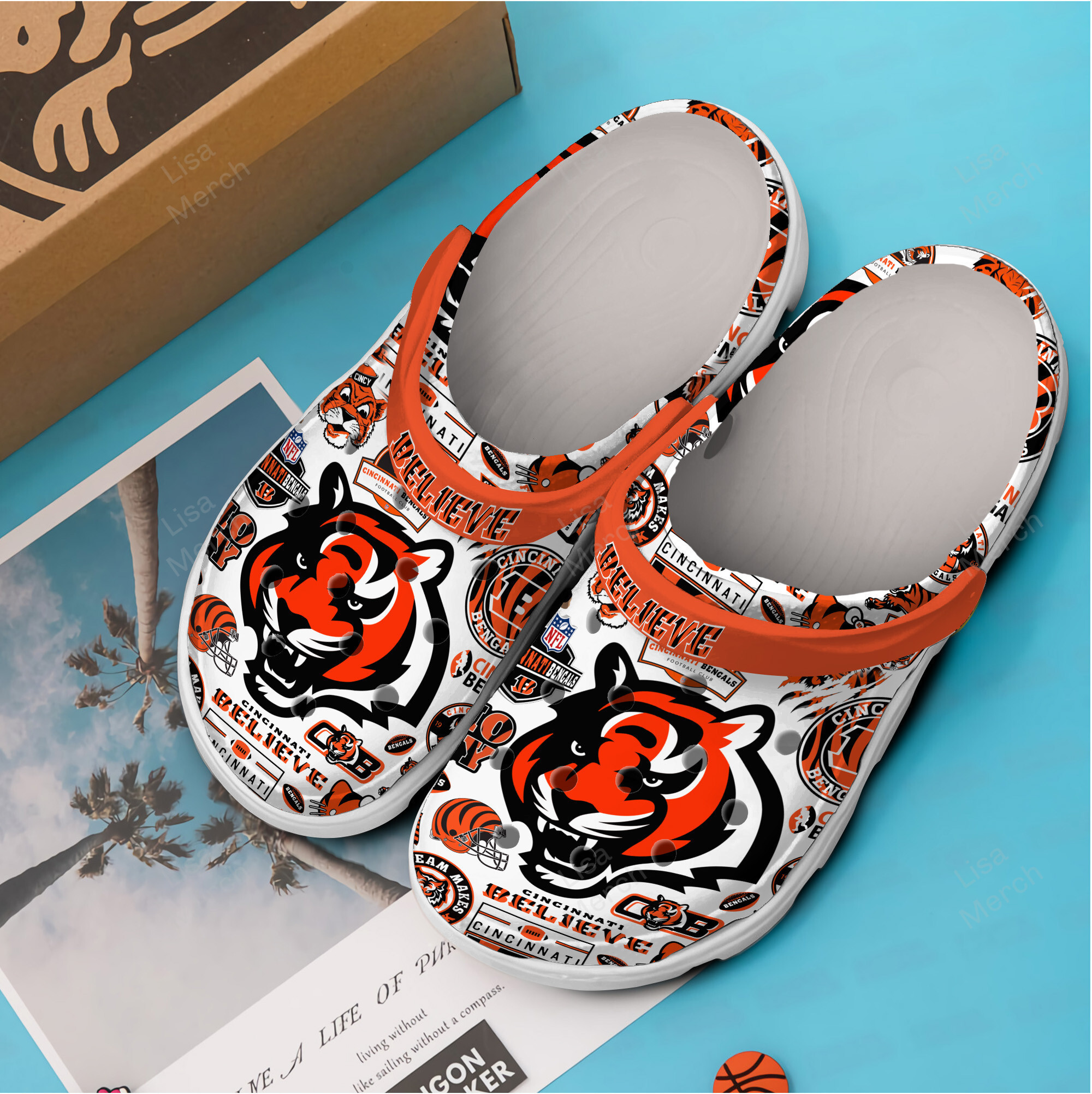 Merchidea Cincinnati Bengals NFL Sport Crocs Crocband Clogs Shoes Comfortable For Men Women and Kids