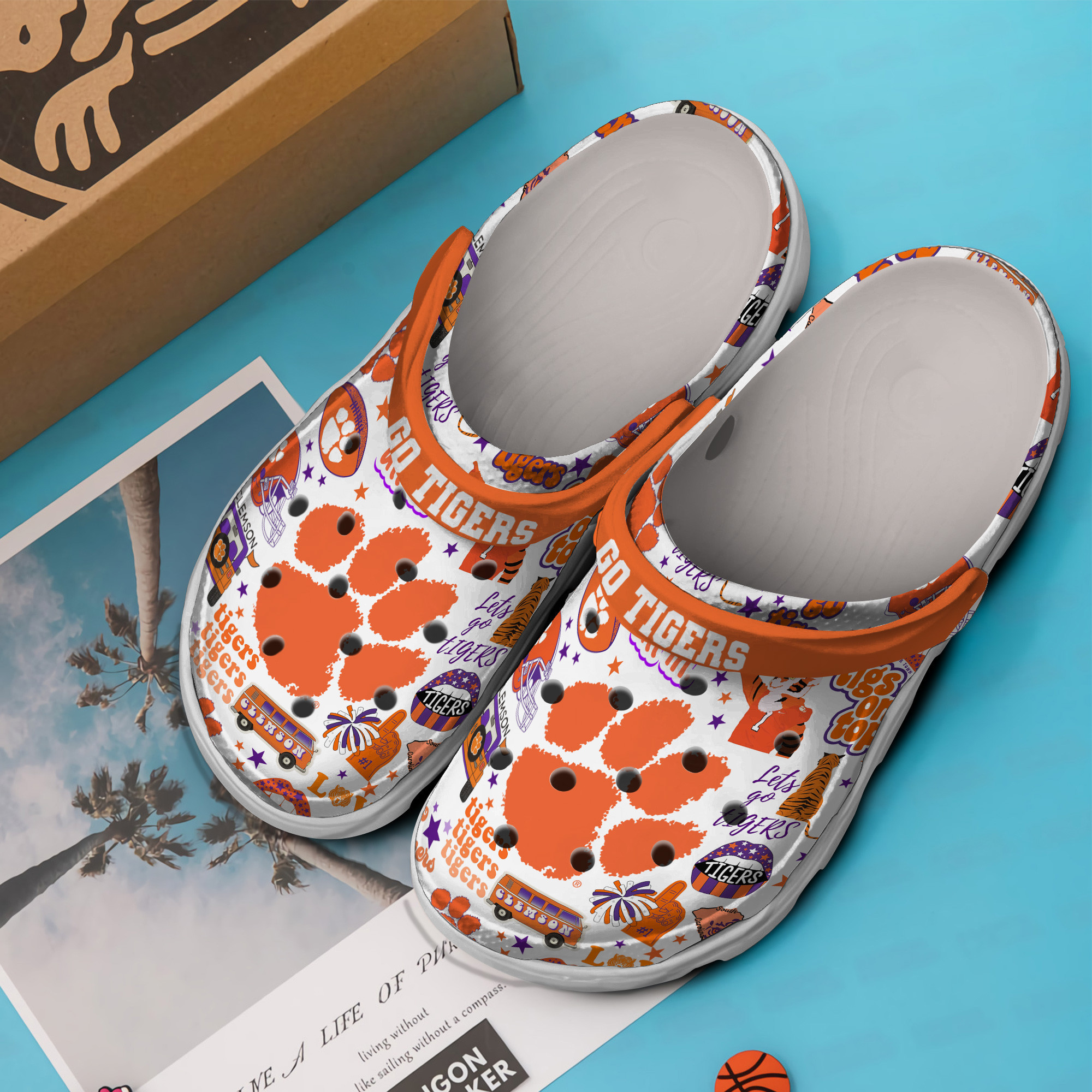 Merchidea Clemson Tigers NCAA Sport Crocs Crocband Clogs Shoes Comfortable For Men Women and Kids