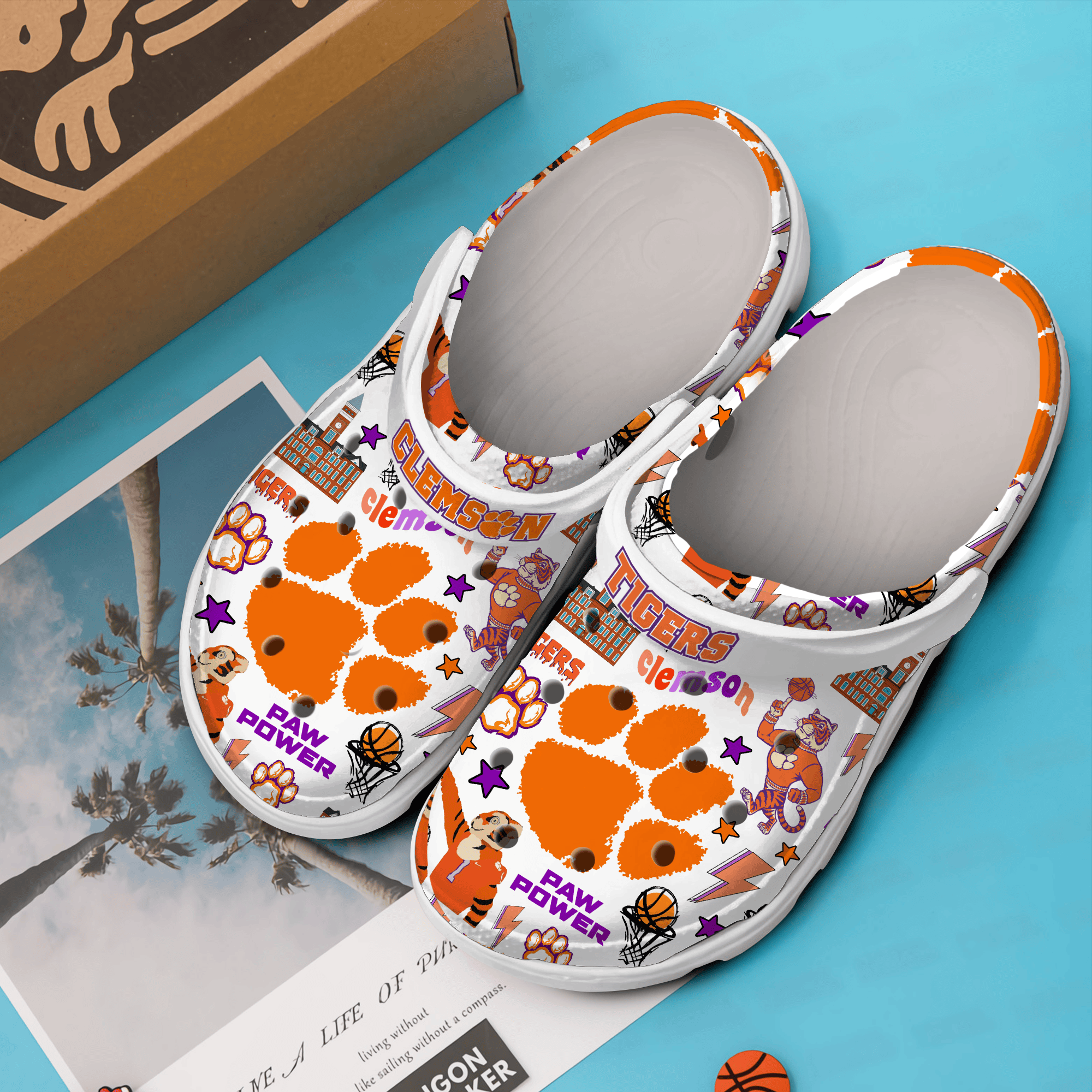 Merchidea Clemson Tigers NCAA Sport Crocs Crocband Clogs Shoes Comfortable For Men Women and Kids