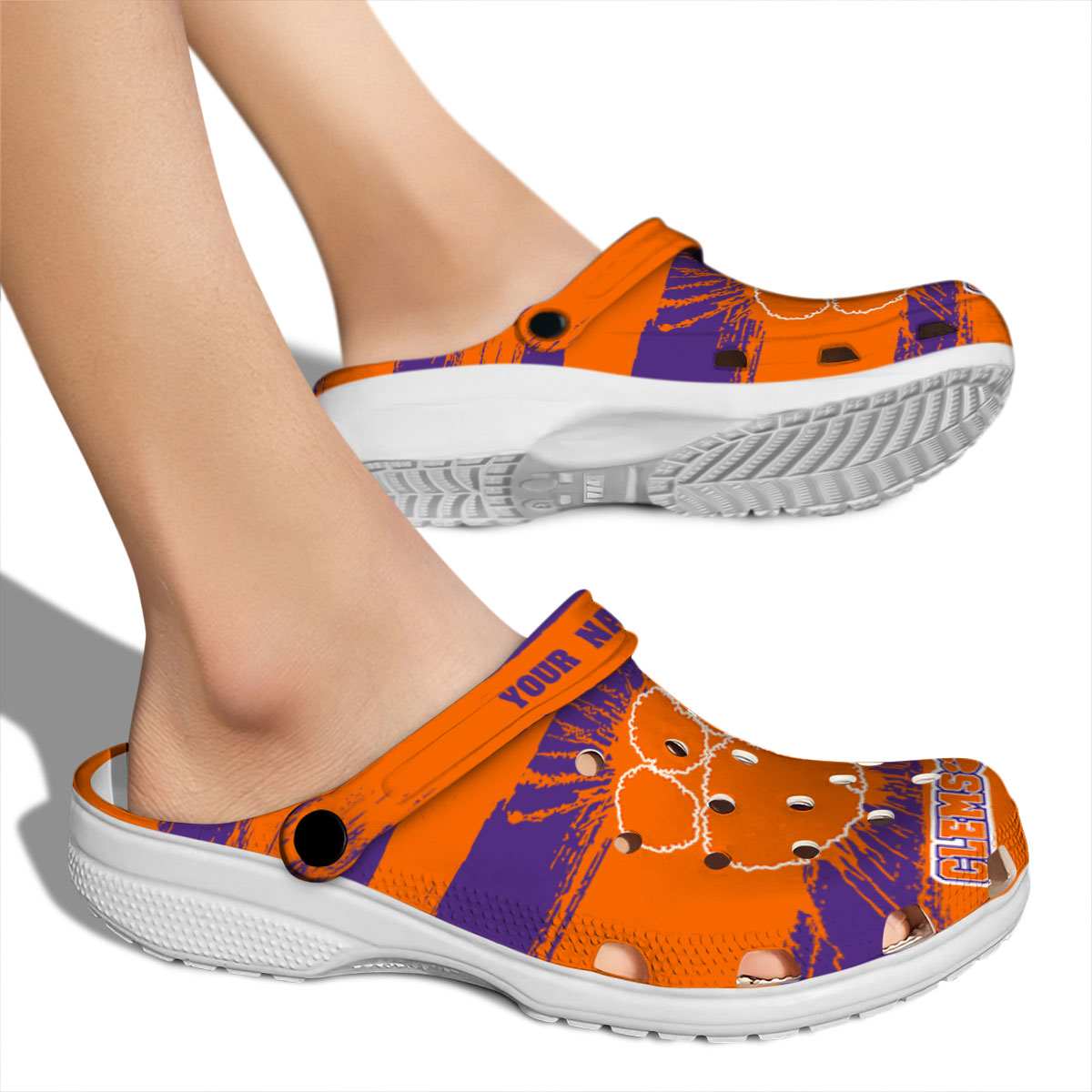 Merchidea Clemson Tigers NCAA Sport Crocs Crocband Clogs Shoes Comfortable For Men Women and Kids