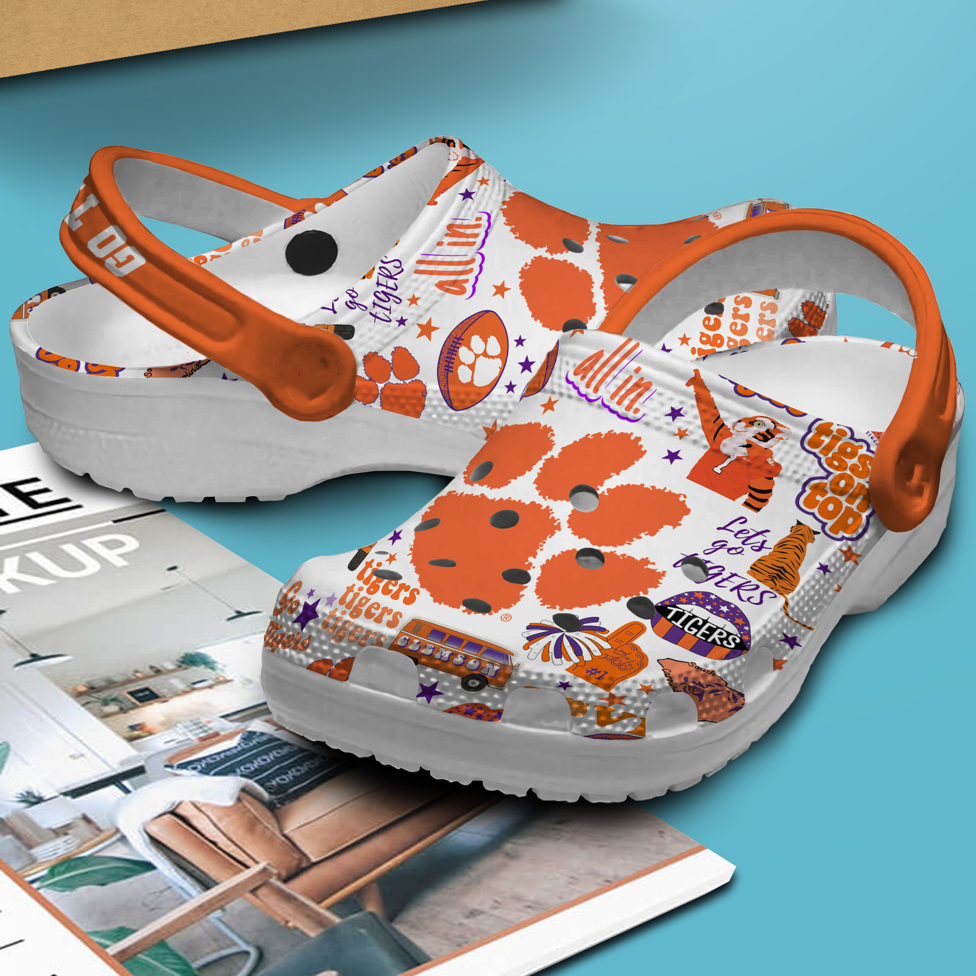 Merchidea Clemson Tigers NCAA Sport Crocs Crocband Clogs Shoes Comfortable For Men Women and Kids