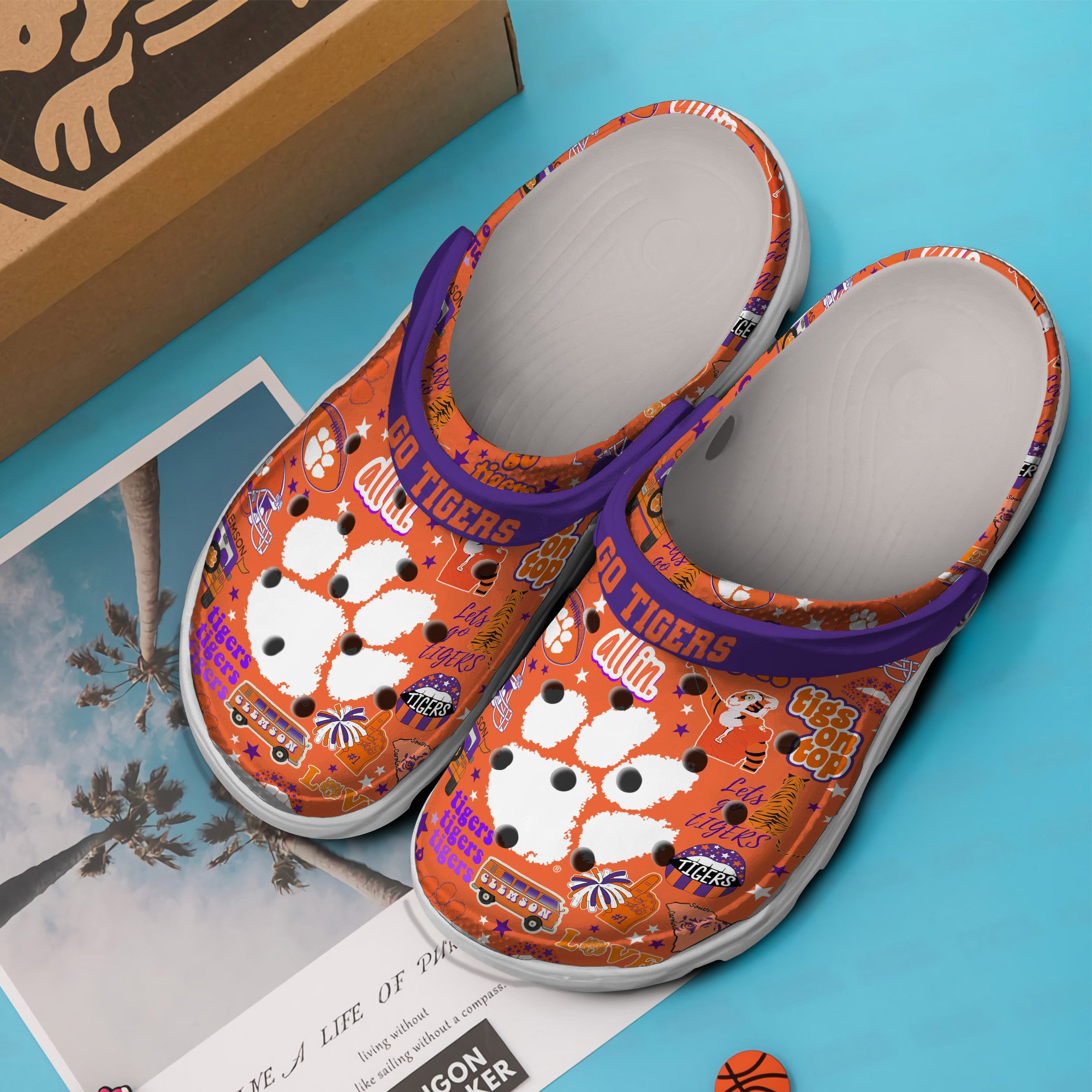 Merchidea Clemson Tigers NCAA Sport Crocs Crocband Clogs Shoes Comfortable For Men Women and Kids