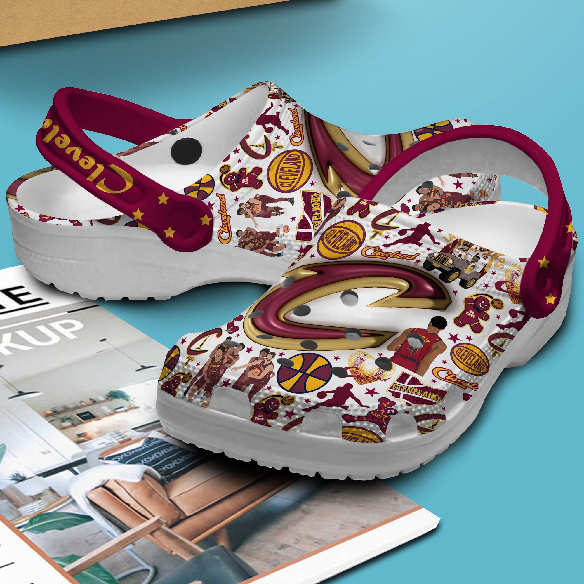 Merchidea Cleveland Cavaliers NBA Sport Crocs Crocband Clogs Shoes Comfortable For Men Women and Kids