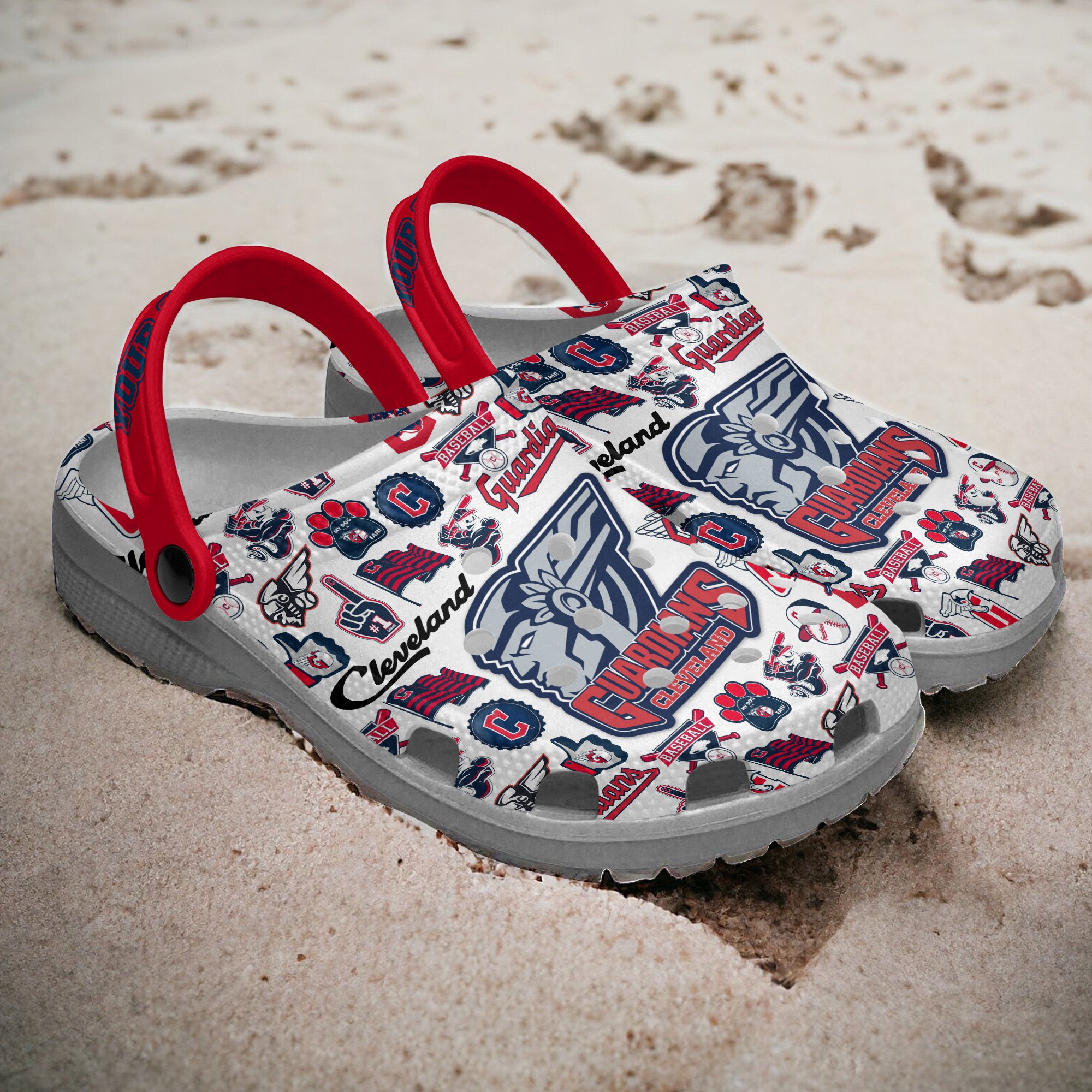 Merchidea Cleveland Guardians MLB Sport Crocs Crocband Clogs Shoes Comfortable For Men Women and Kids