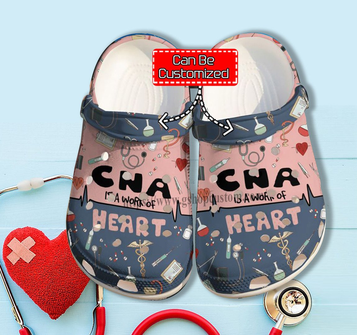 Merchidea Cna Is A Work Of Heart Shoes Gift Mother Daughter- Nurse Cna Chibi Item Shoes Croc Clogs Customize