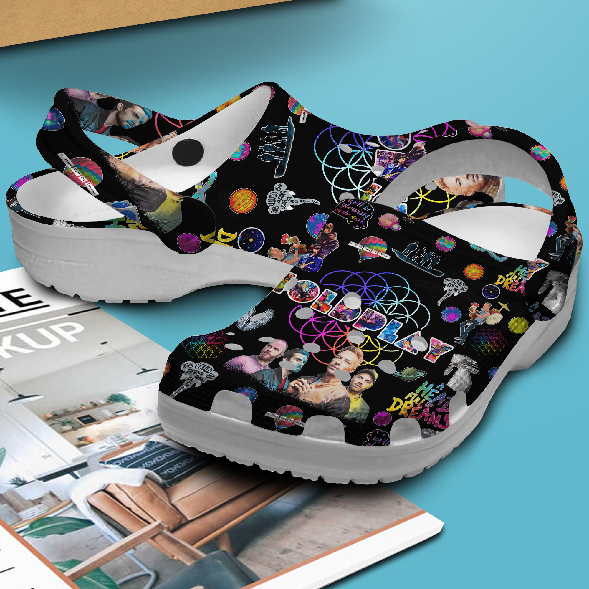 Merchidea Coldplay Music Crocs Crocband Clogs Shoes Comfortable For Men Women and Kids