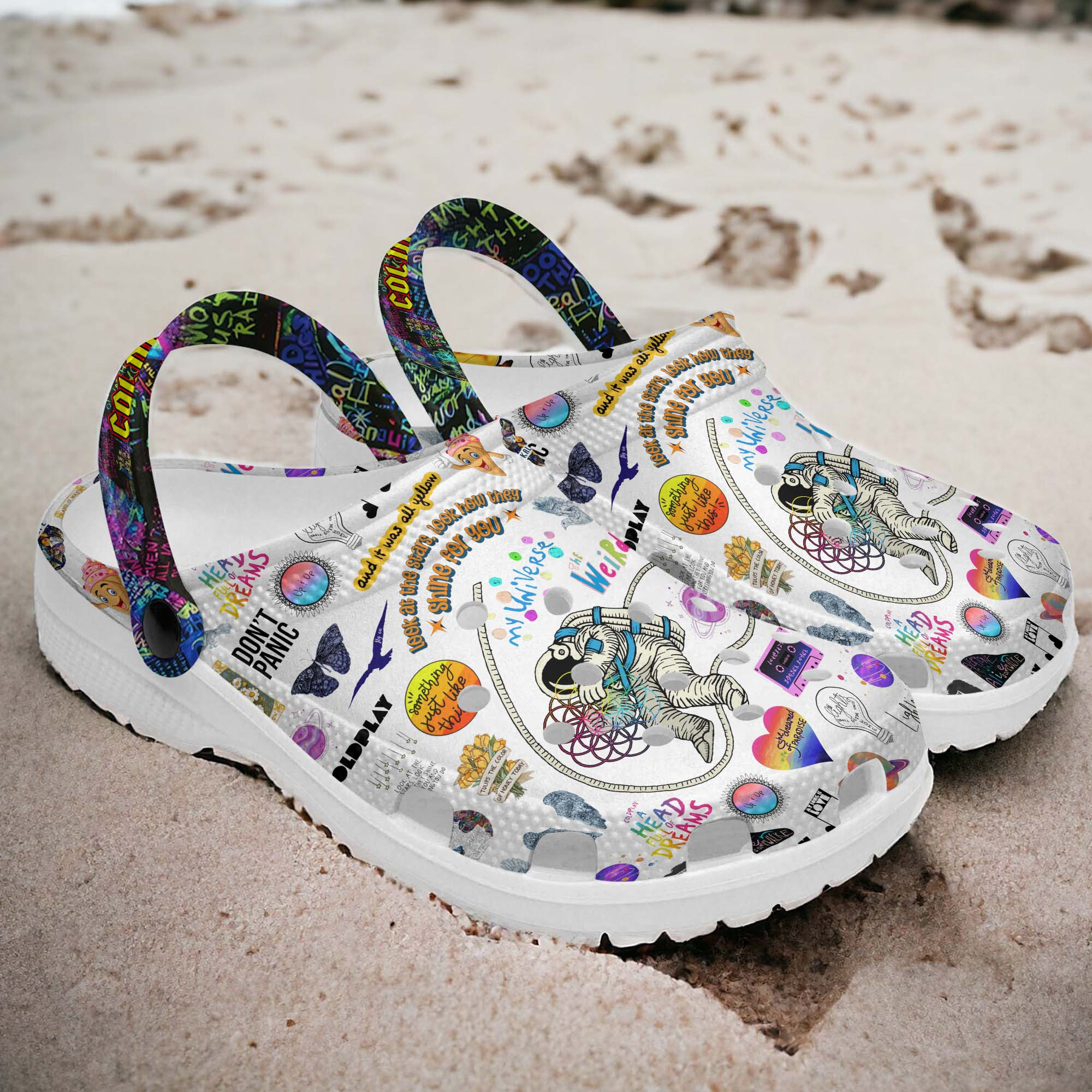 Merchidea Coldplay Music Crocs Crocband Clogs Shoes Comfortable For Men Women and Kids