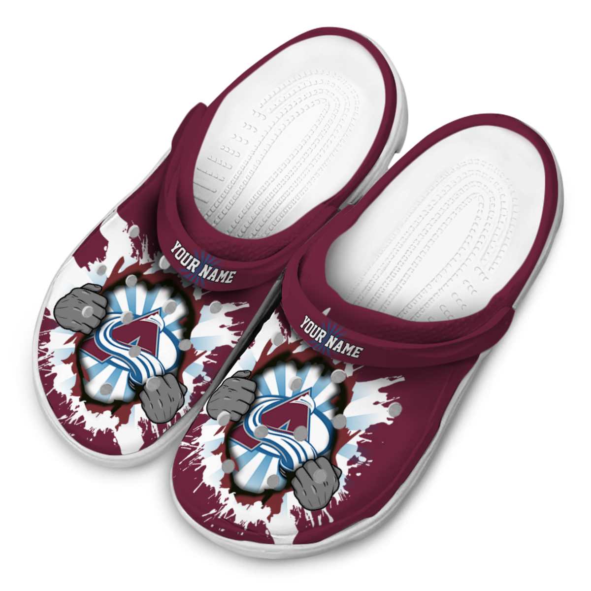 Merchidea Colorado Avalanche NHL Sport Crocs Crocband Clogs Shoes Comfortable For Men Women and Kids