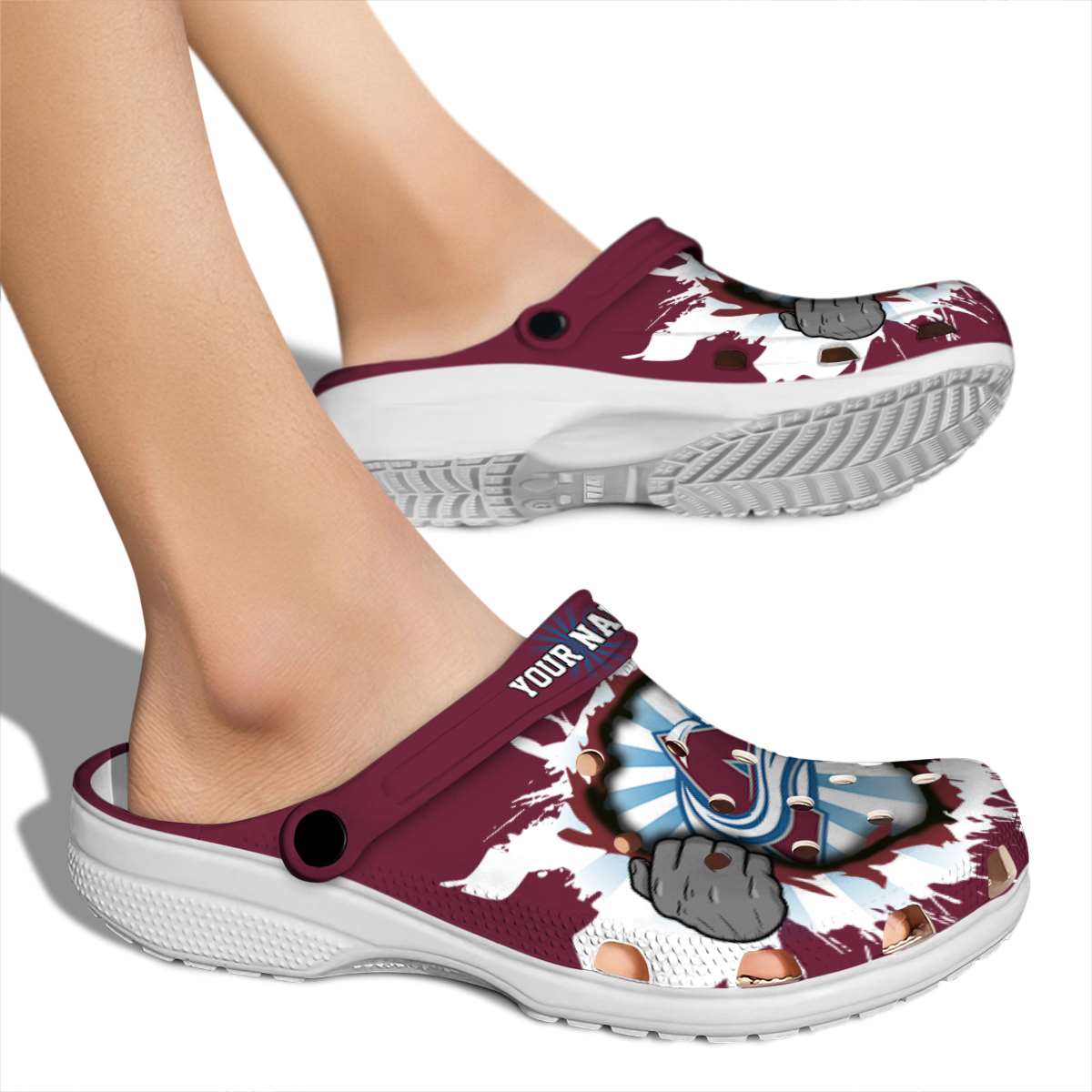 Merchidea Colorado Avalanche NHL Sport Crocs Crocband Clogs Shoes Comfortable For Men Women and Kids