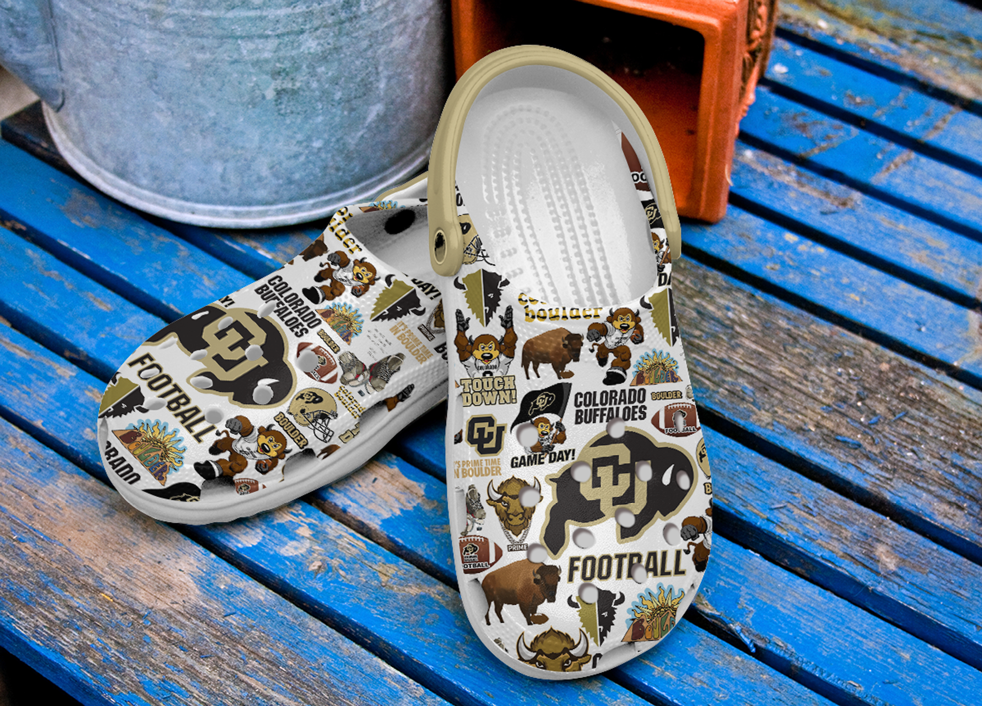 Merchidea Colorado Buffaloes NCAA Sport Crocs Crocband Clogs Shoes Comfortable For Men Women and Kids