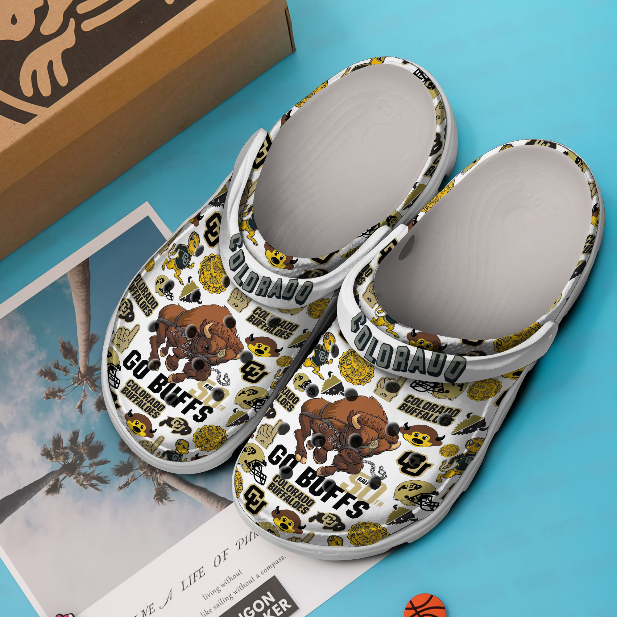Merchidea Colorado Buffaloes NCAA Sport Crocs Crocband Clogs Shoes Comfortable For Men Women and Kids