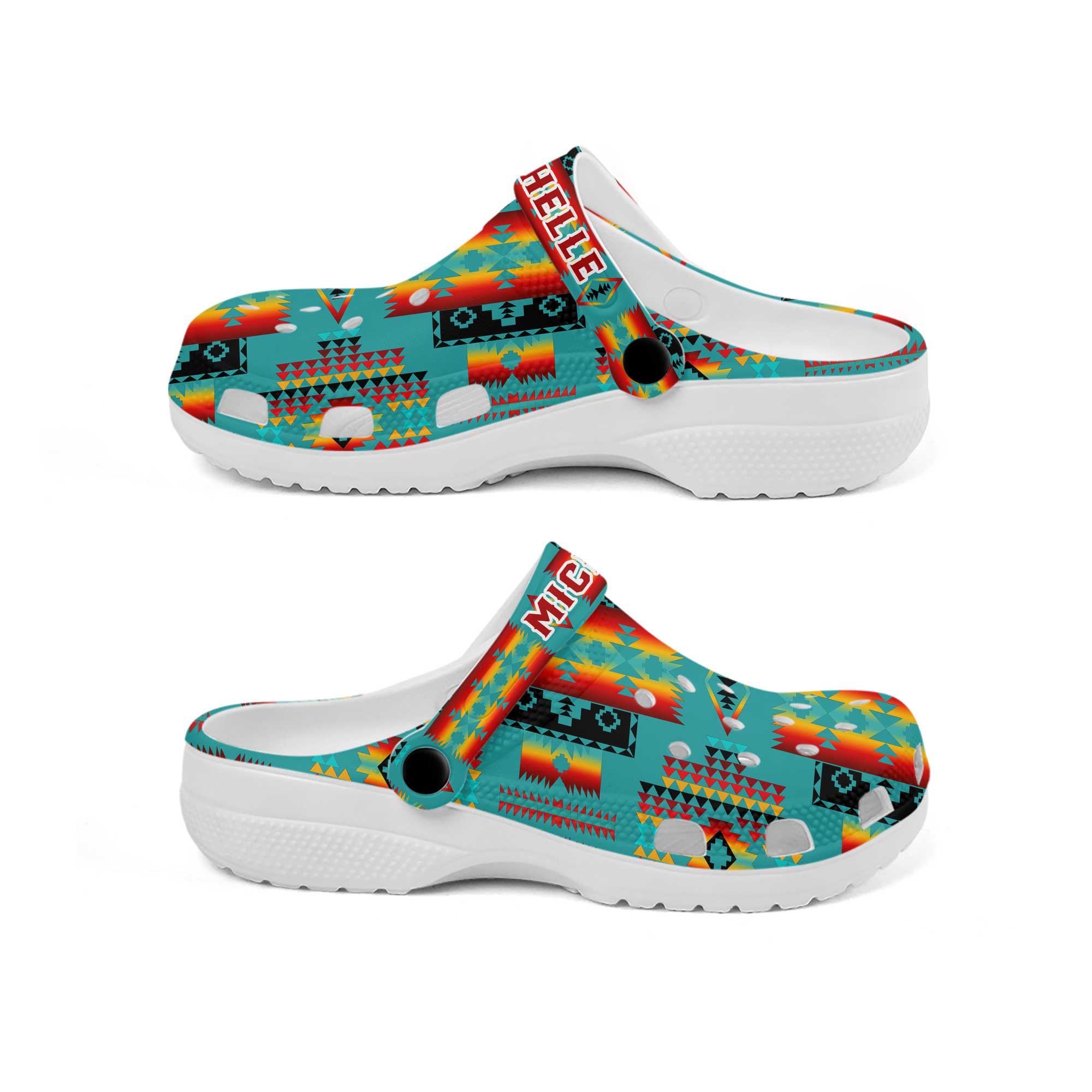 Merchidea Colorful Aztec Pattern Crocs Crocband Clogs Shoes Comfortable For Men Women and Kids