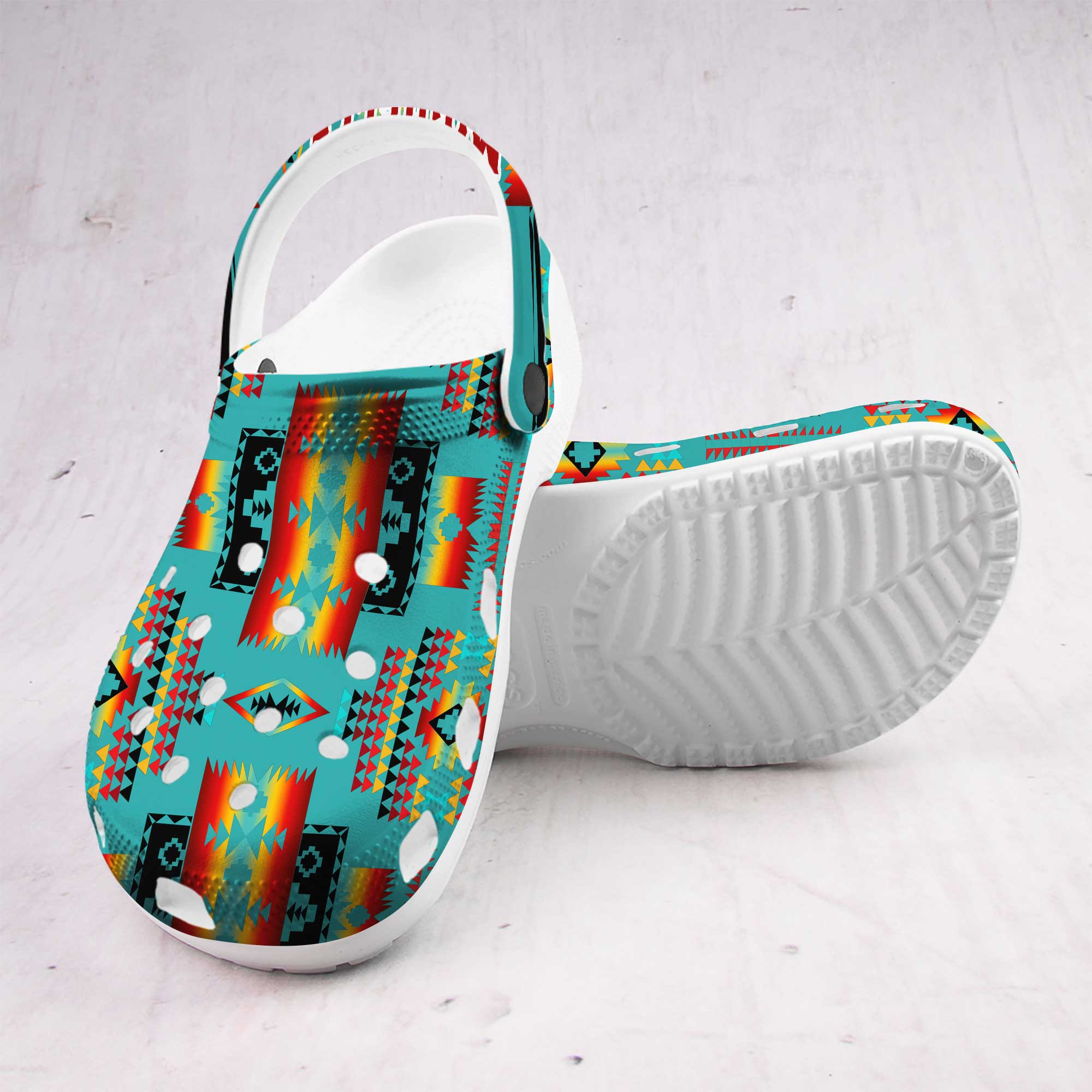 Merchidea Colorful Aztec Pattern Crocs Crocband Clogs Shoes Comfortable For Men Women and Kids