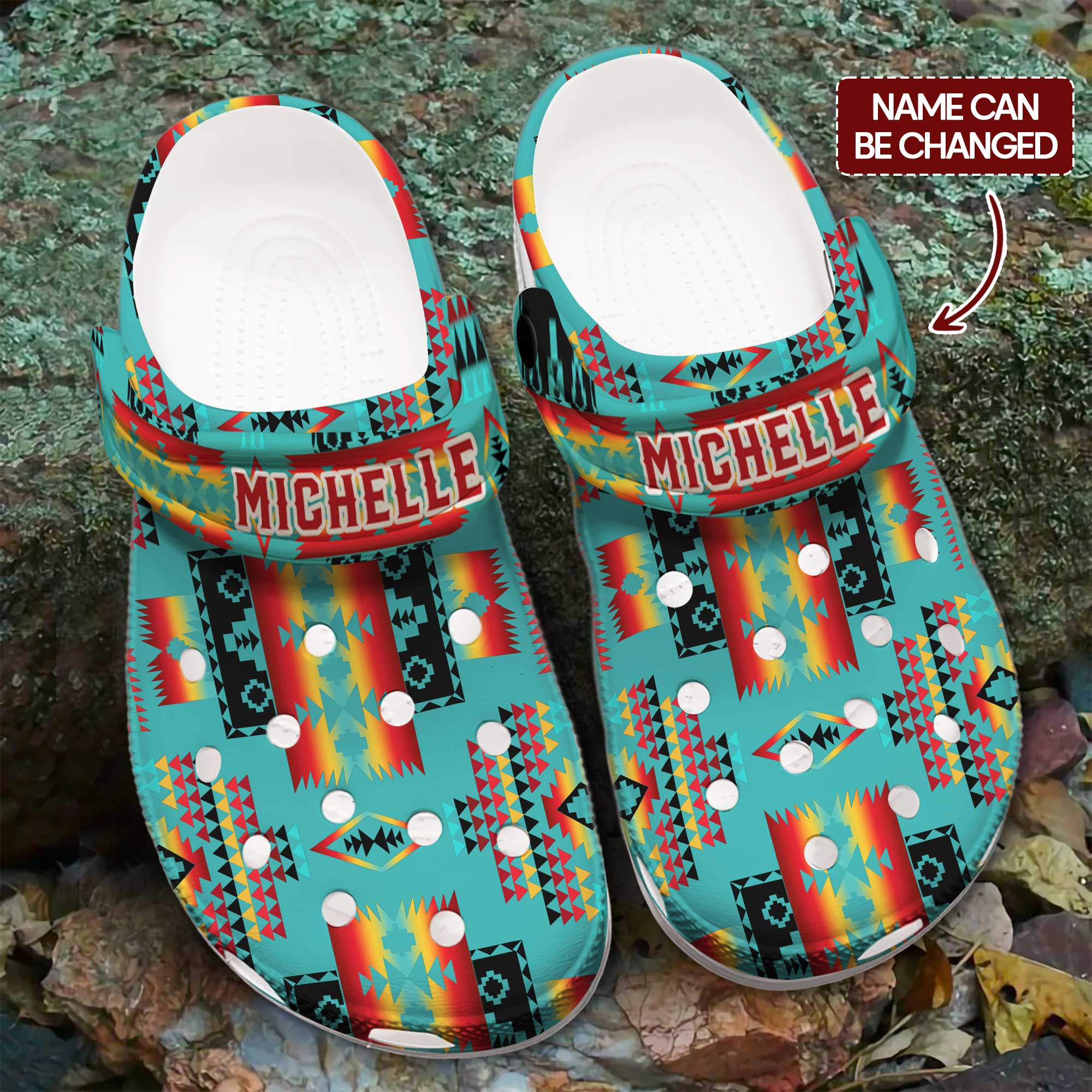 Merchidea Colorful Aztec Pattern Crocs Crocband Clogs Shoes Comfortable For Men Women and Kids