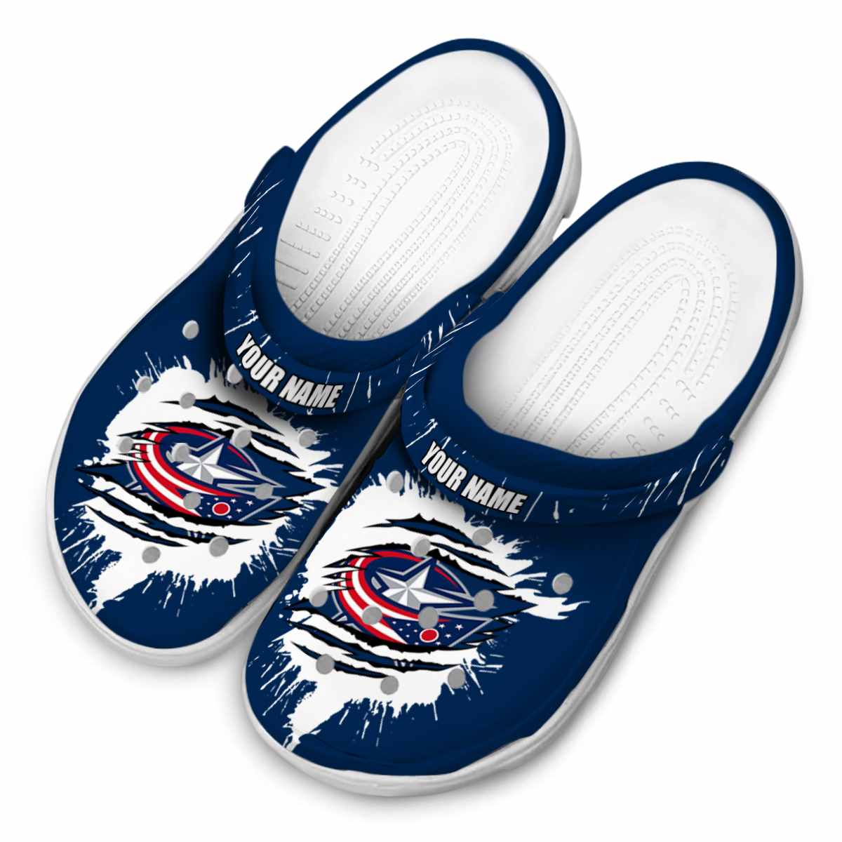 Merchidea Columbus Blue Jackets NHL Sport Crocs Crocband Clogs Shoes Comfortable For Men Women and Kids