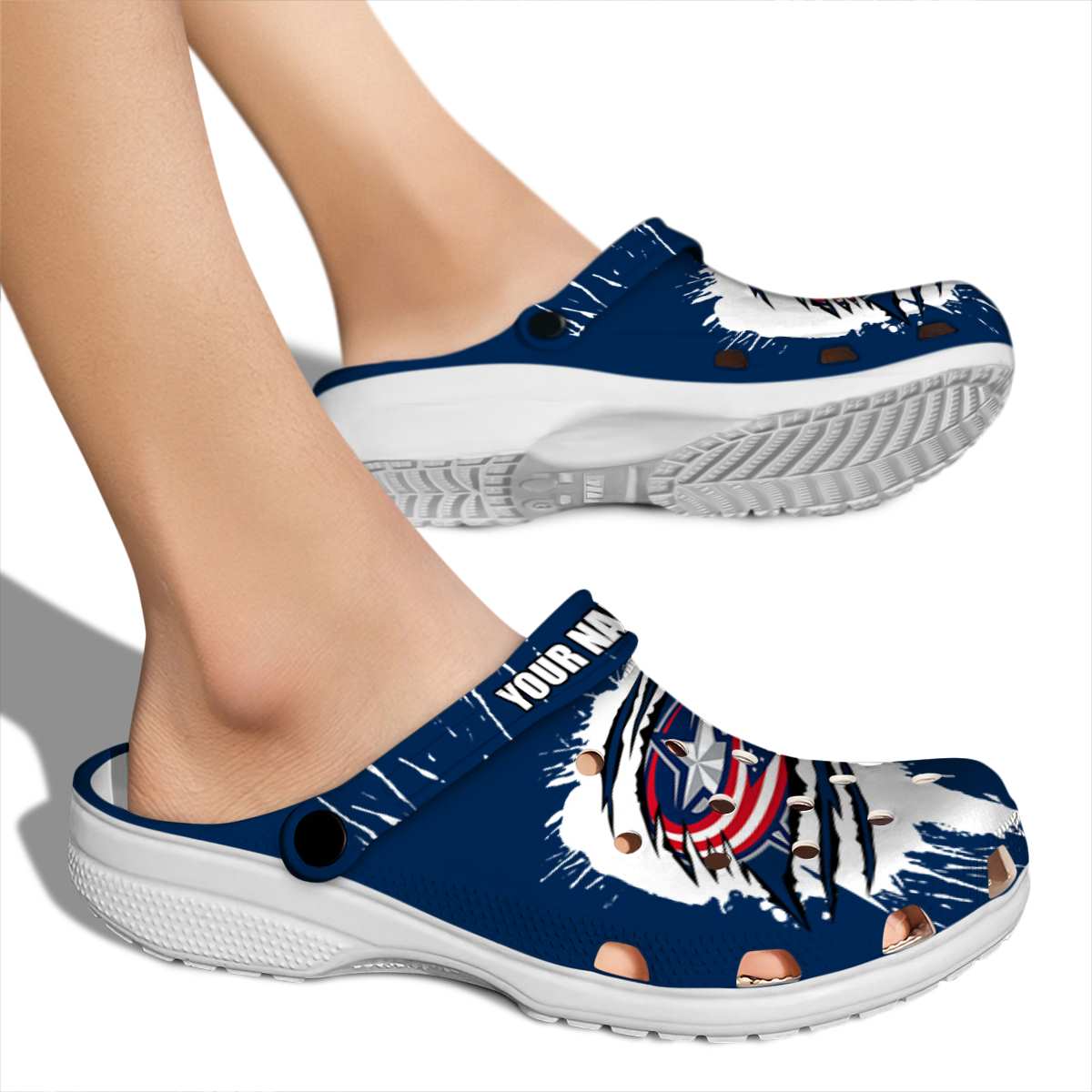 Merchidea Columbus Blue Jackets NHL Sport Crocs Crocband Clogs Shoes Comfortable For Men Women and Kids
