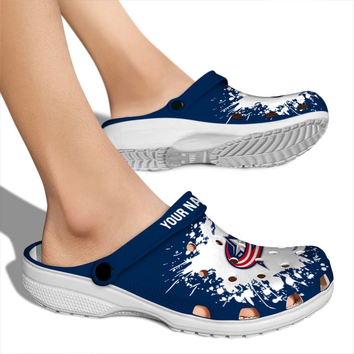 Merchidea Columbus Blue Jackets NHL Sport Crocs Crocband Clogs Shoes Comfortable For Men Women and Kids
