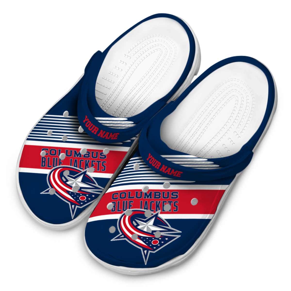 Merchidea Columbus Blue Jackets NHL Sport Crocs Crocband Clogs Shoes Comfortable For Men Women and Kids