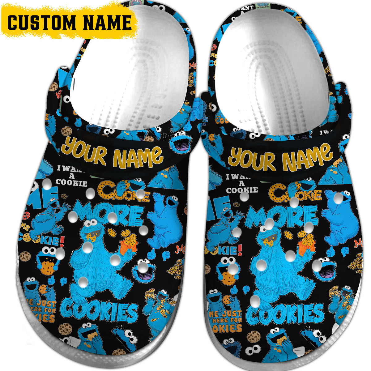 Merchidea Cookie Monster TV Series Crocs Crocband Clogs Shoes Comfortable For Men Women and Kids