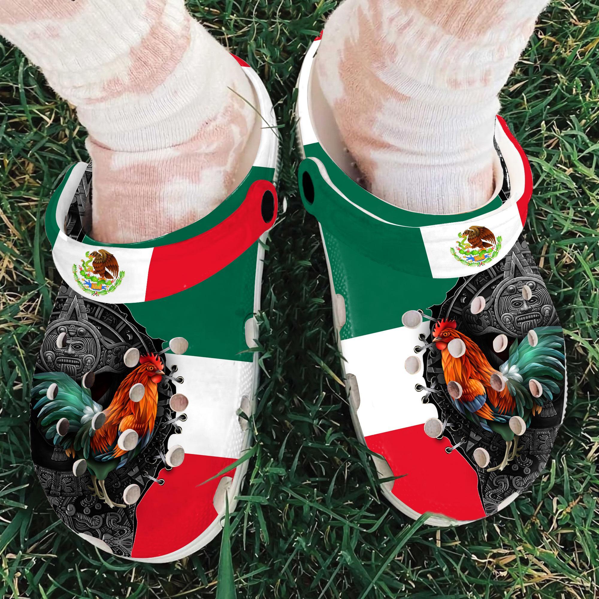 Merchidea Cool Mexican Rooster Crocs Crocband Clogs Shoes Comfortable For Men Women and Kids
