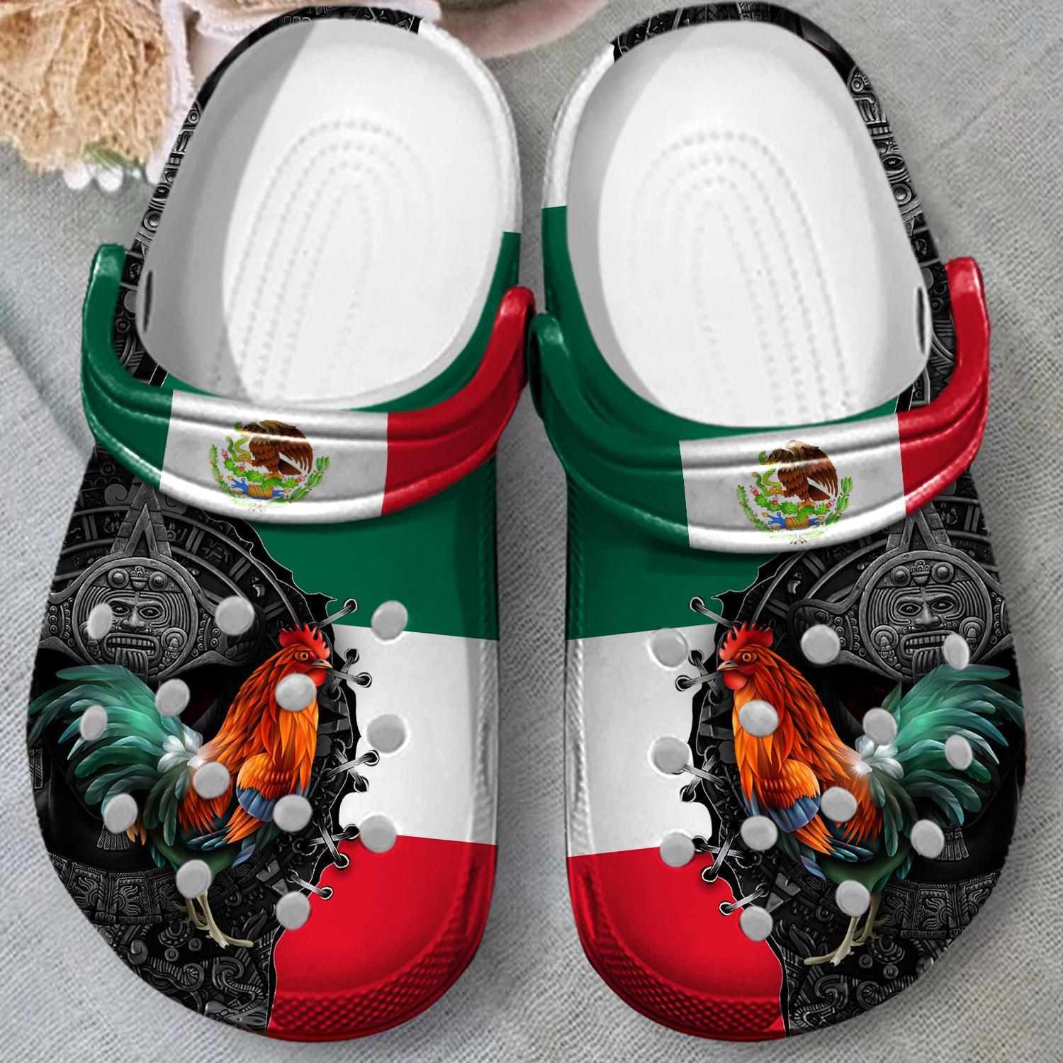 Merchidea Cool Mexican Rooster Crocs Crocband Clogs Shoes Comfortable For Men Women and Kids
