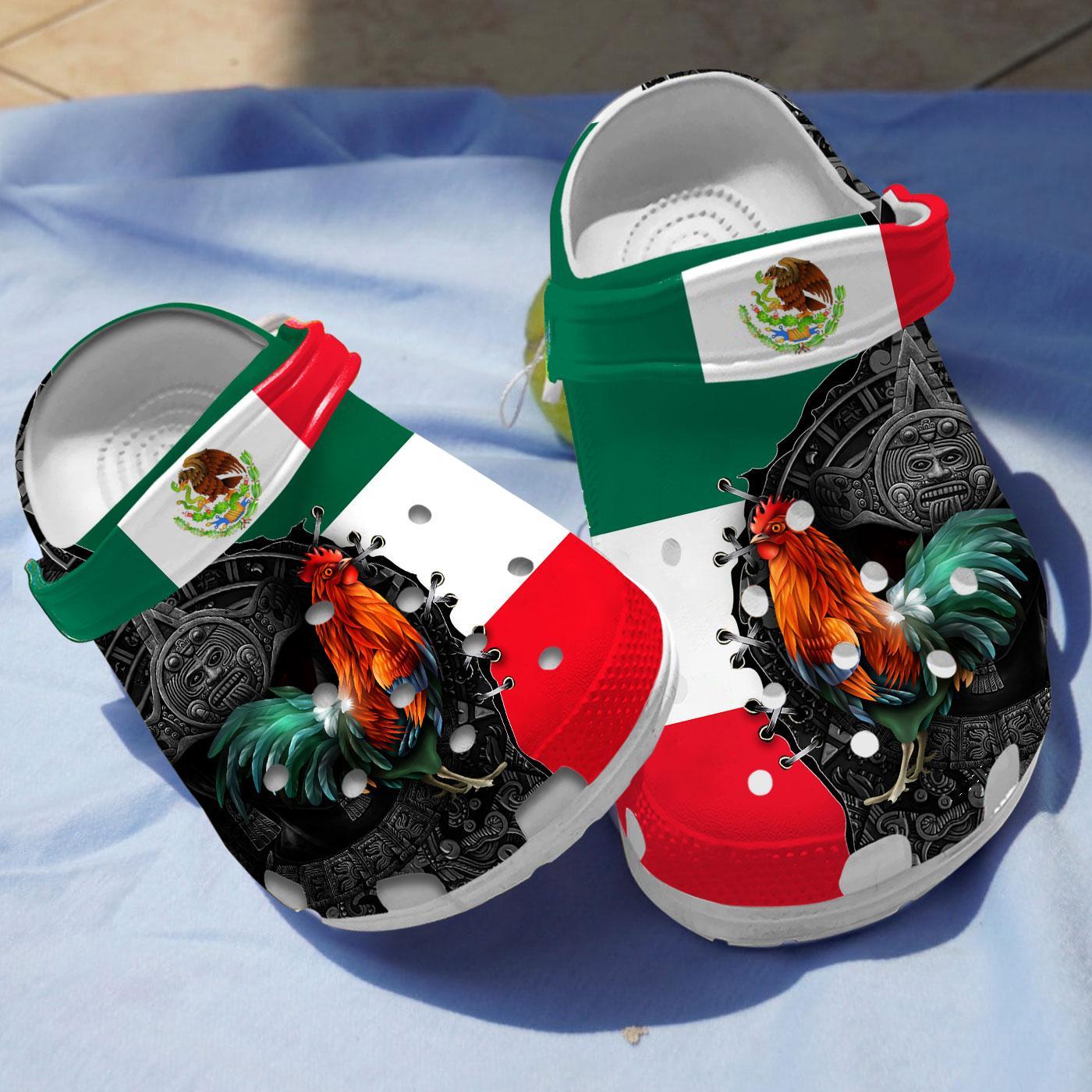 Merchidea Cool Mexican Rooster Crocs Crocband Clogs Shoes Comfortable For Men Women and Kids