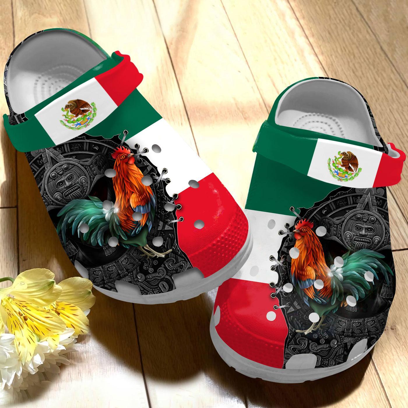 Merchidea Cool Mexican Rooster Crocs Crocband Clogs Shoes Comfortable For Men Women and Kids