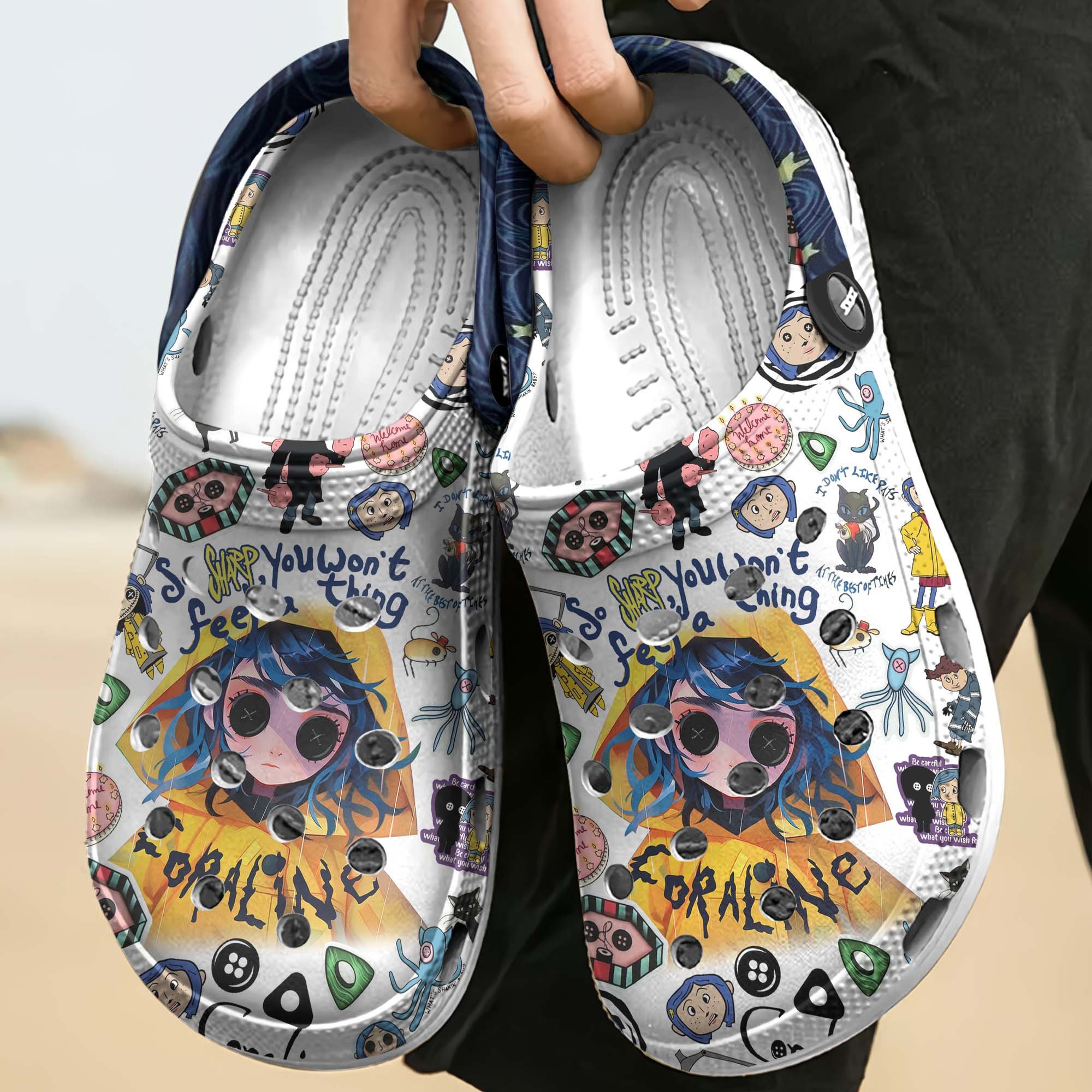 Merchidea Coraline Cartoon Crocs Crocband Clogs Shoes Comfortable For Men Women and Kids