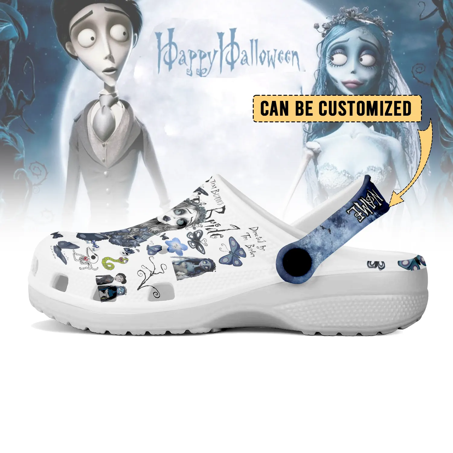 Merchidea Corpse Bride x Halloween Crocs Crocband Clogs Shoes Comfortable For Men Women and Kids