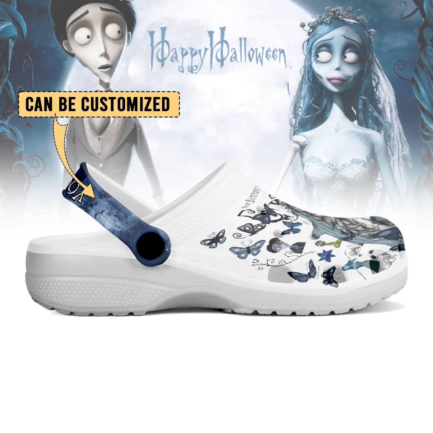Merchidea Corpse Bride x Halloween Crocs Crocband Clogs Shoes Comfortable For Men Women and Kids
